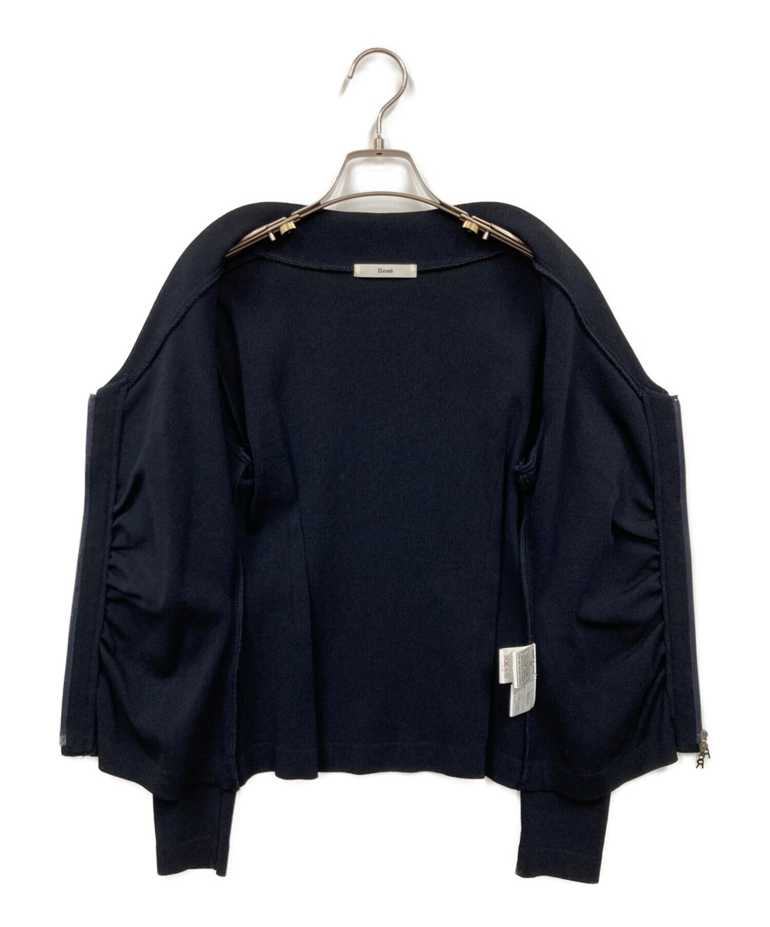 ルネ　ジャケット　上品 中古・古着通販】Rene (ルネ) ニットジャケット ネイビー サイズ:36
