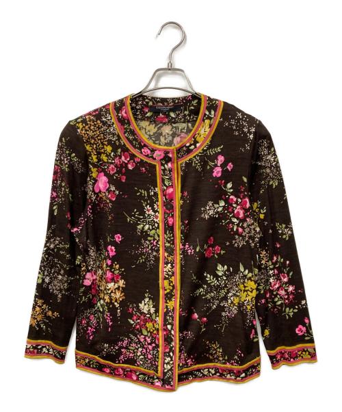 新品タグ付✨レオナール 花柄トリム　ウールシルク　カーディガン L 大きい　三越 中古・古着通販】LEONARD FASHION (レオナールファッション) ウール