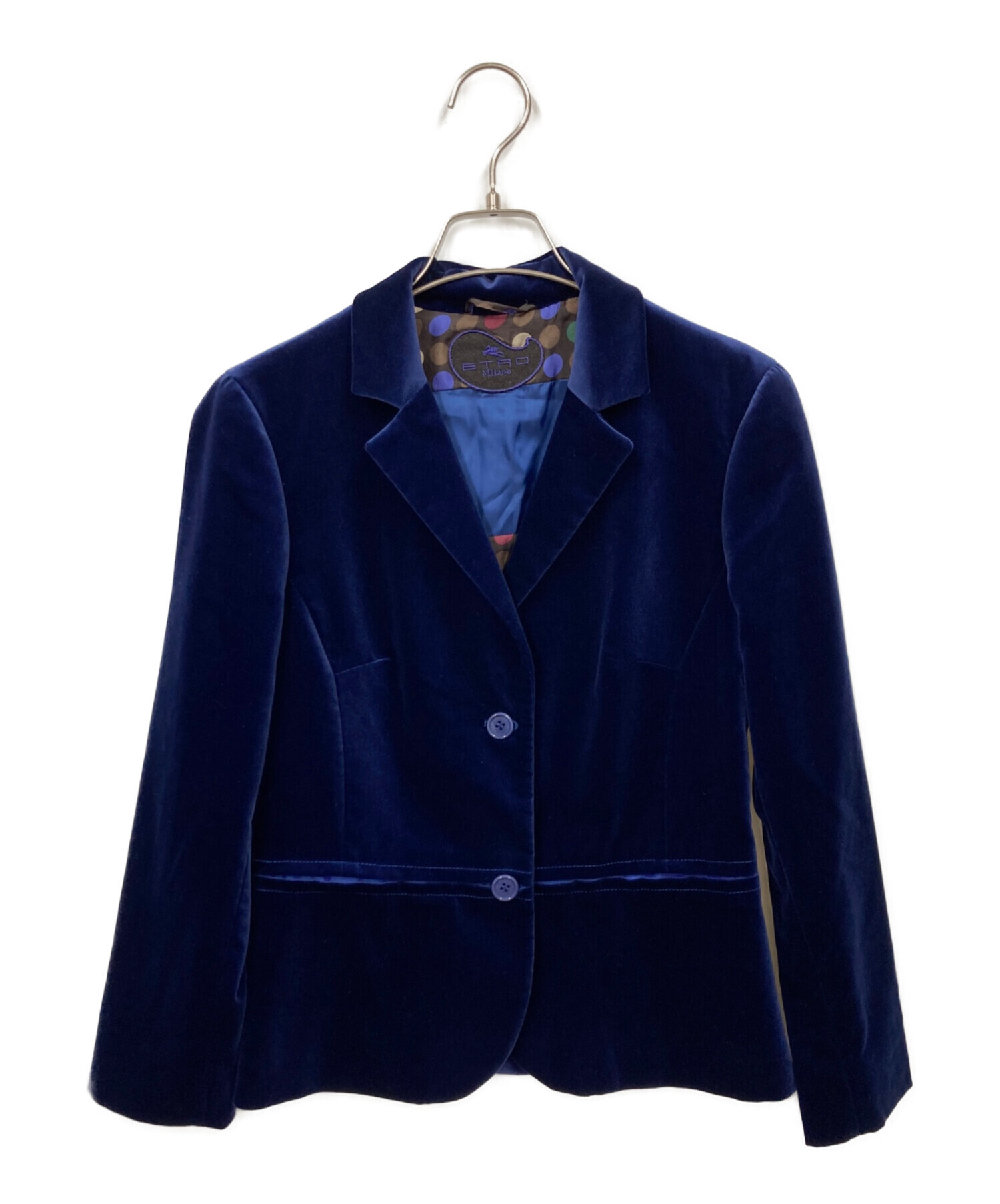 【hig】ETRO エトロ ベロア ジャケット サイズ54 XL相当 中古・古着通販】ETRO (エトロ) ベロアジャケット ブルー サイズ:42
