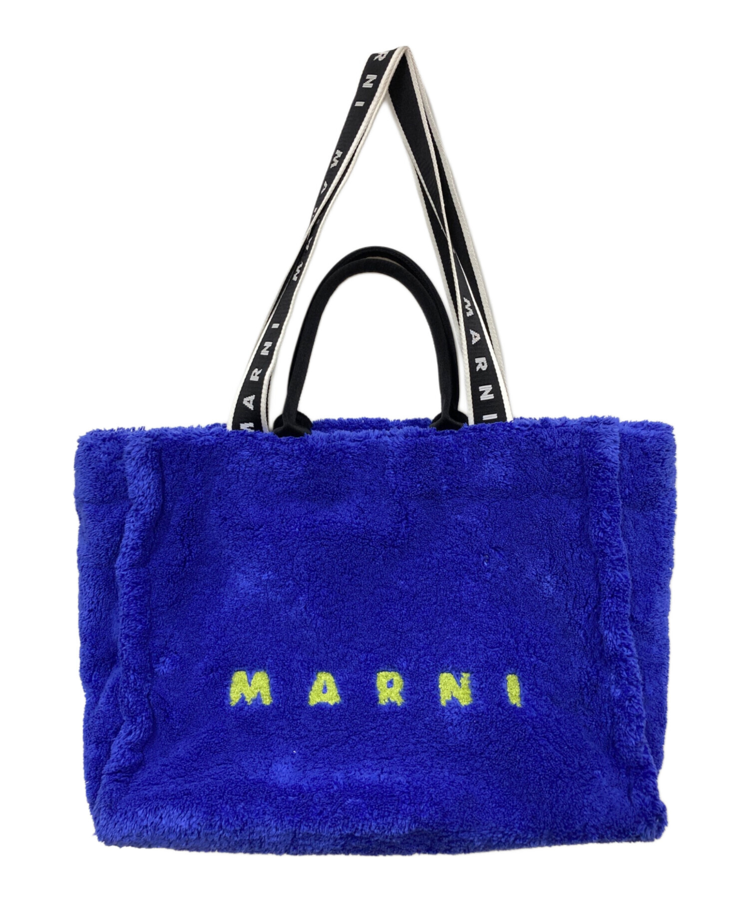 マルニ トートバッグ タグ付き 中古・古着通販】MARNI (マルニ) Logo Strap Terry Tote Bag ブルー