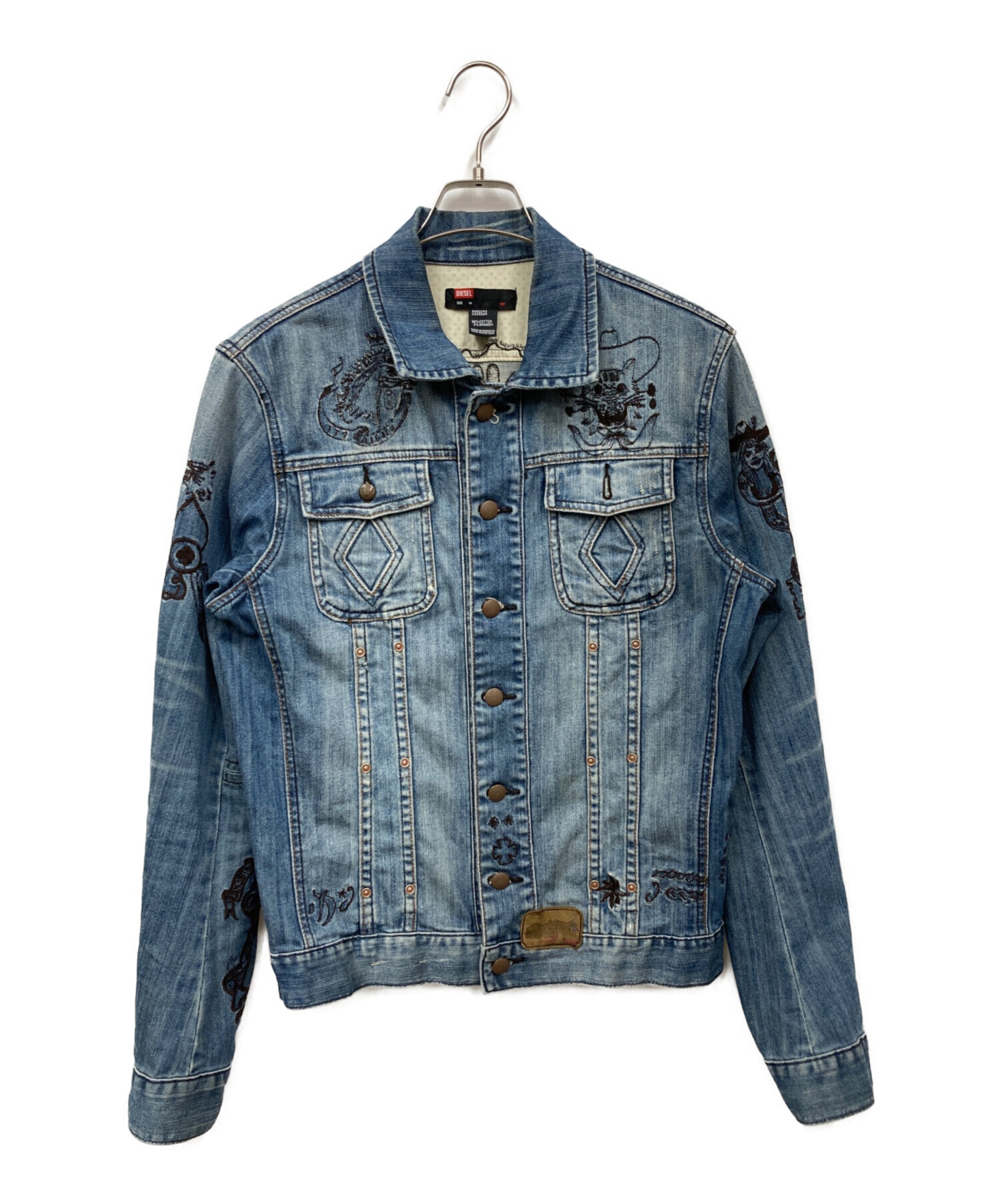 DIESEL ディーゼル　デニムジャケット Gジャン 刺繍　Mサイズ 中古・古着通販】DIESEL (ディーゼル) 刺繍デニムジャケット