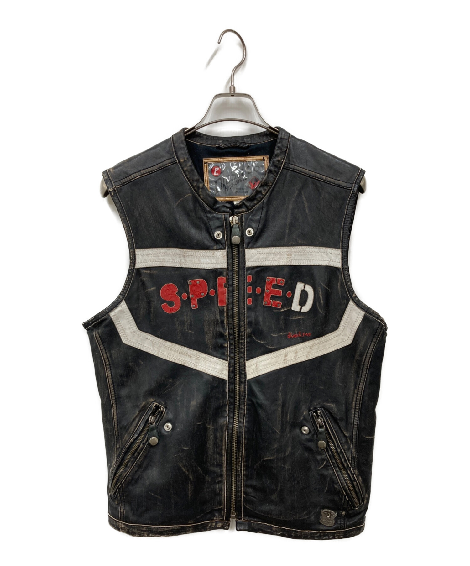 【未使用品】ディーゼル DIESEL フェイクファーベスト リバーシブル 中古・古着通販】DIESEL (ディーゼル) レザーベスト ブラック サイズ:L