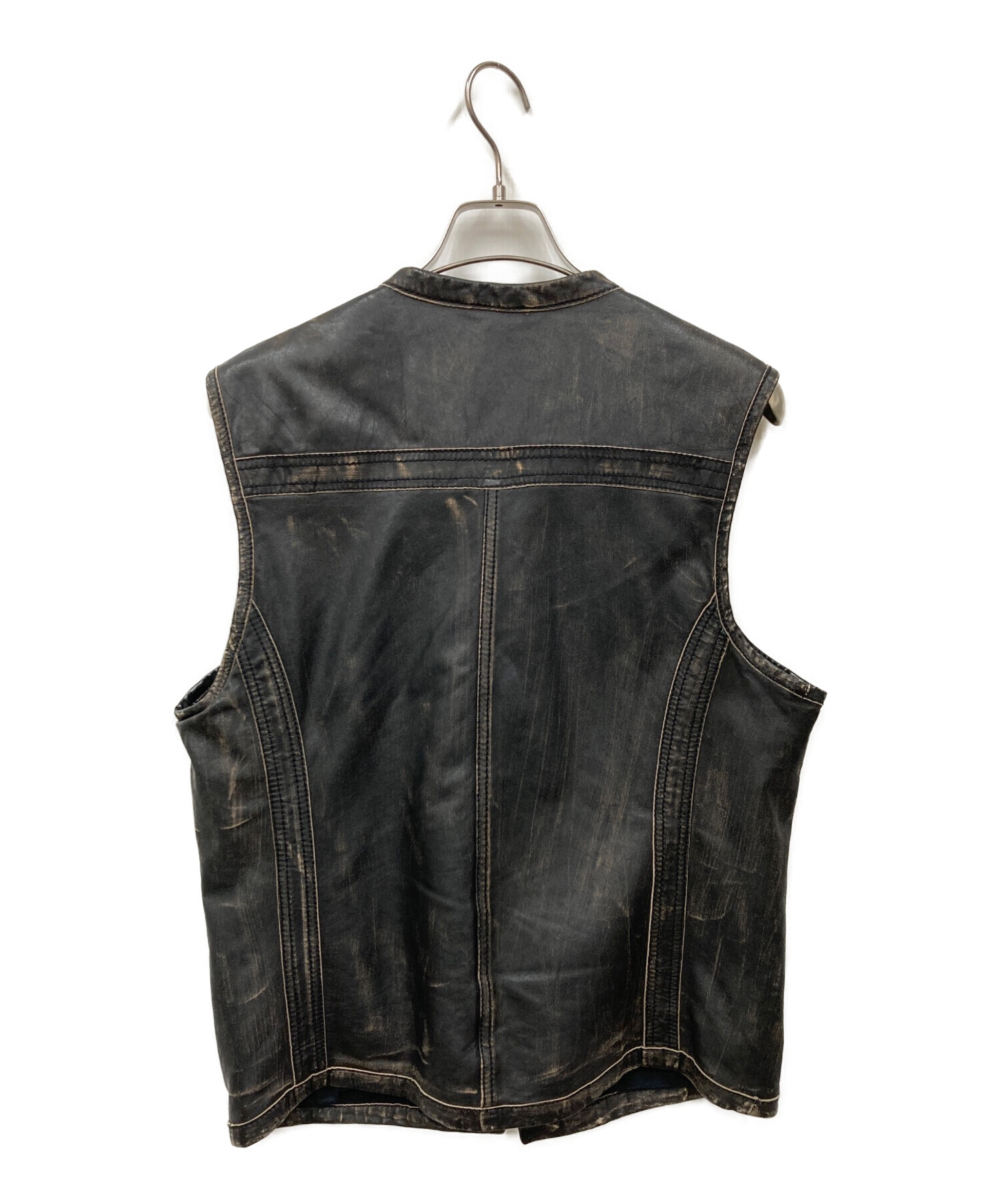 中古・古着通販】DIESEL (ディーゼル) レザーベスト ブラック サイズ:L