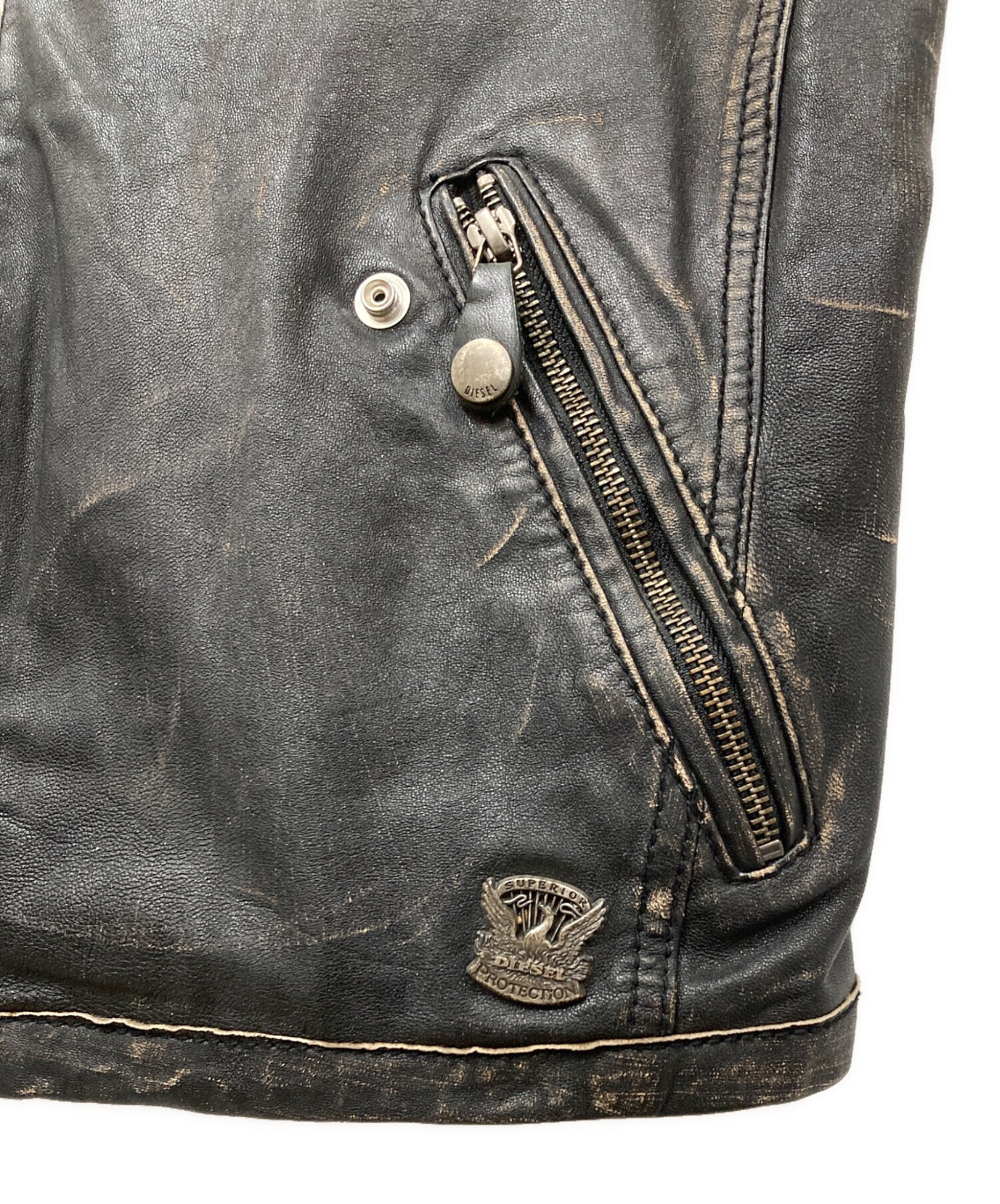 中古・古着通販】DIESEL (ディーゼル) レザーベスト ブラック サイズ:L