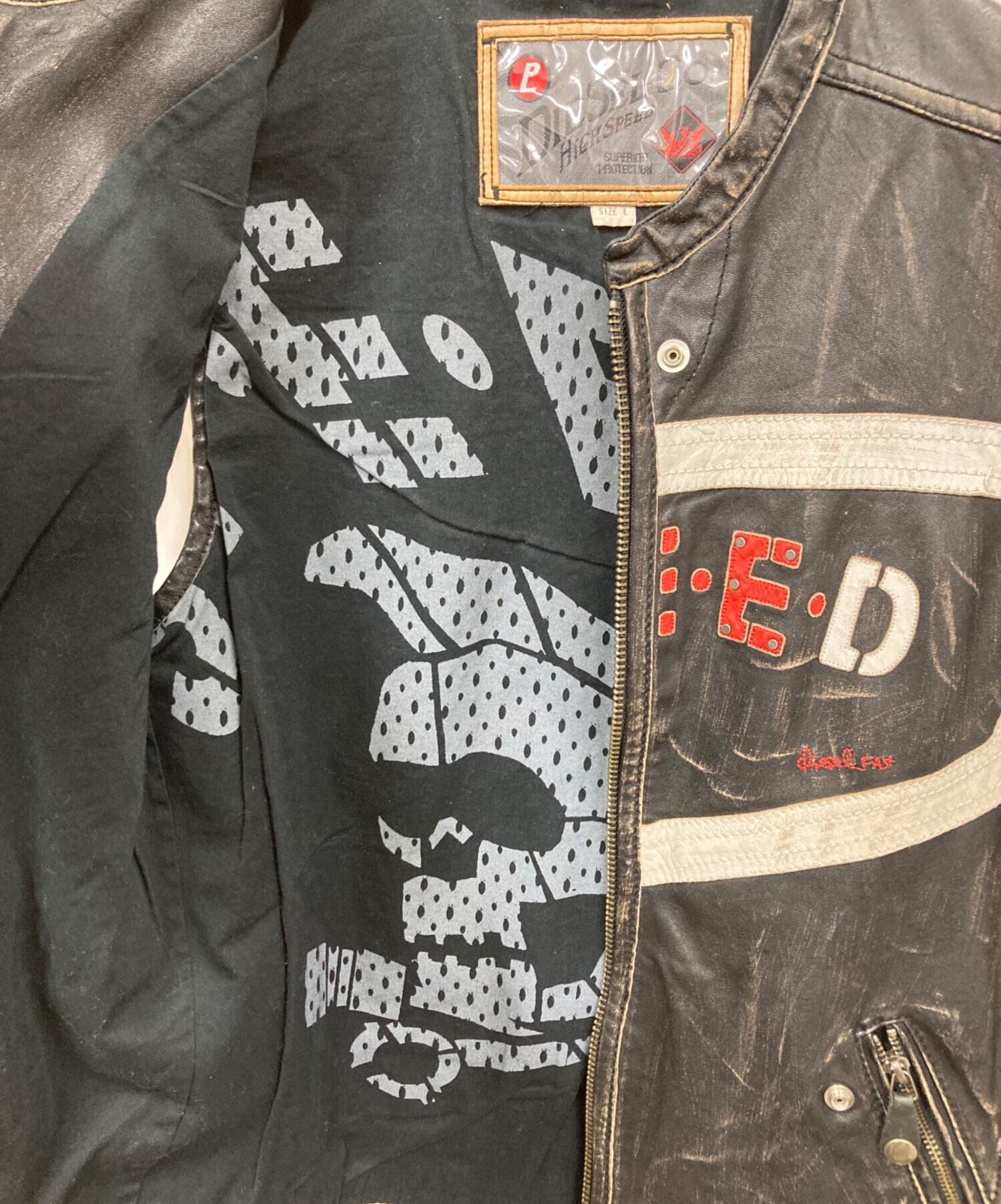 中古・古着通販】DIESEL (ディーゼル) レザーベスト ブラック サイズ:L