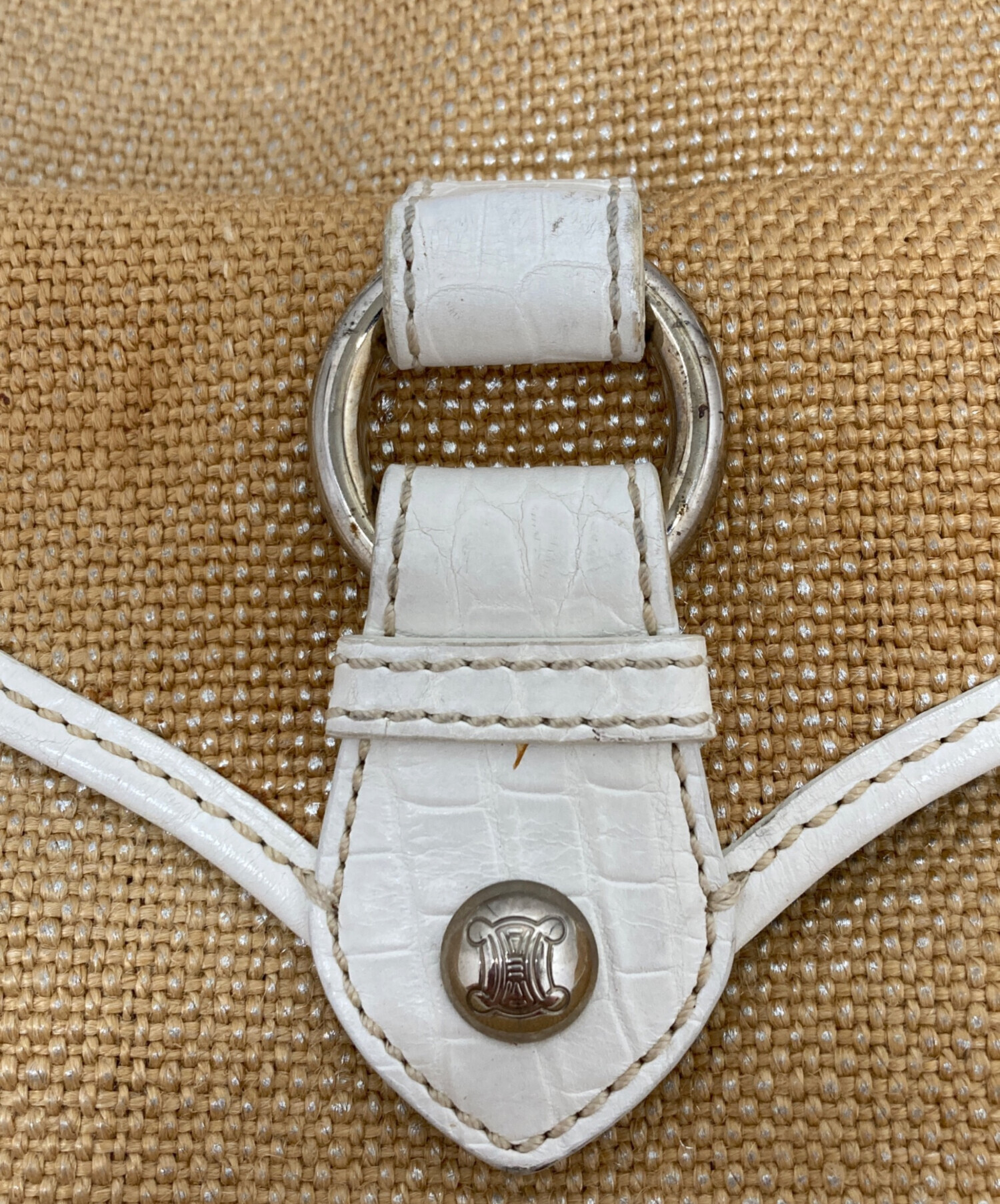 CELINE ベージュ ストロートートバッグ 中古・古着通販】CELINE (セリーヌ) ストロー カゴブギーバッグ トート