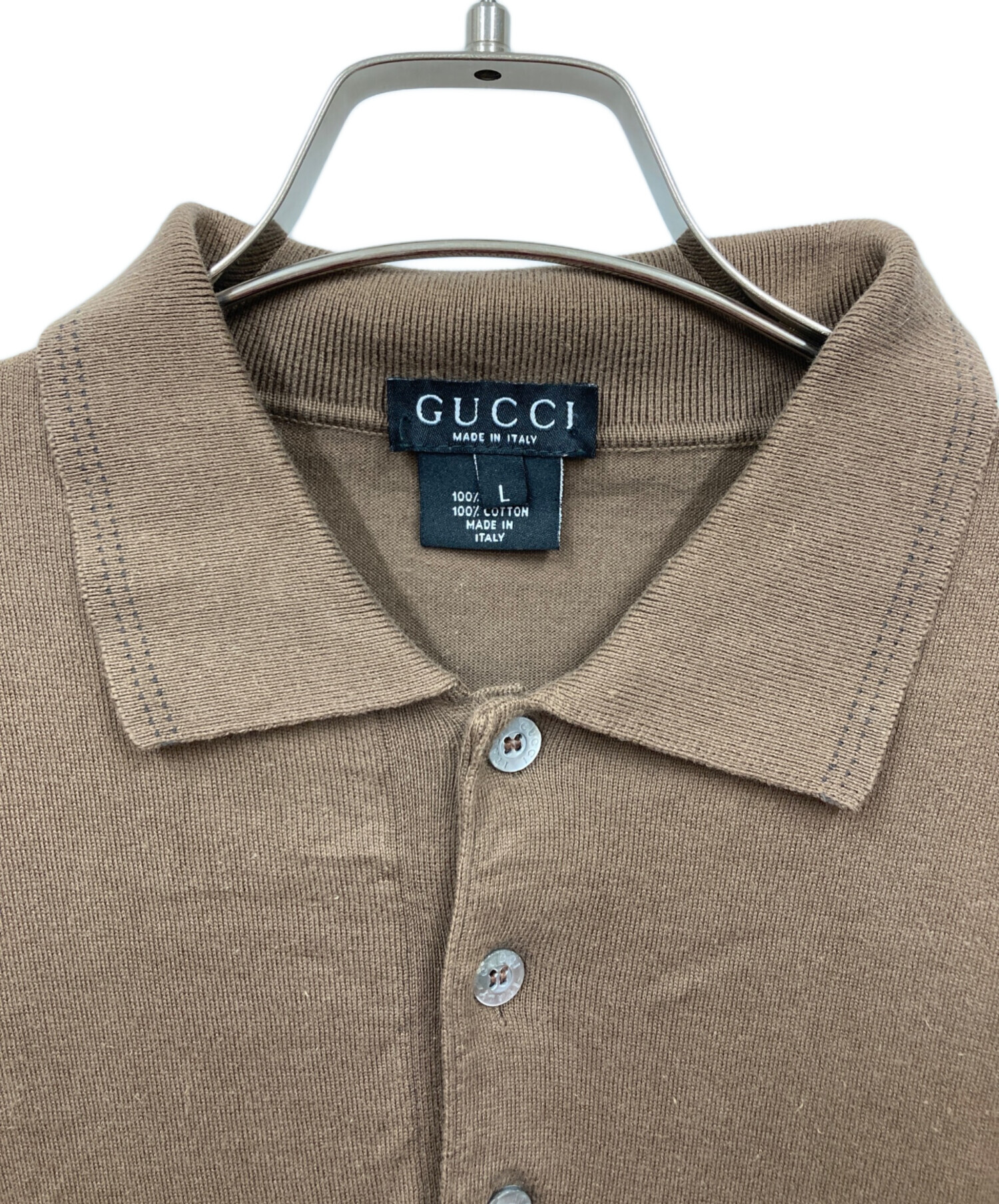 中古・古着通販】GUCCI (グッチ) ポロシャツ ブラウン サイズ:L