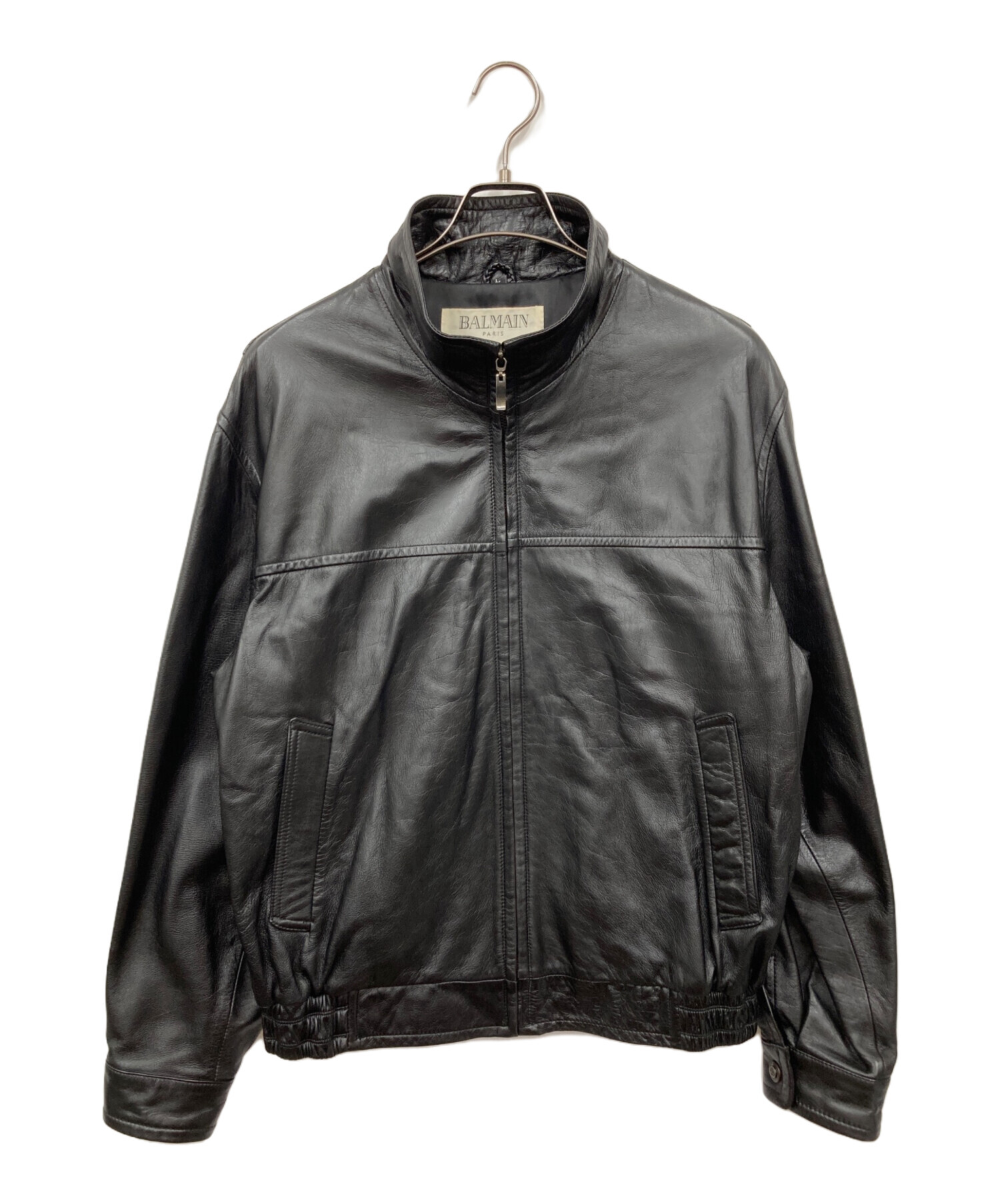 BALMAIN バルマン レザージャケット ラムレザー フリンジ 9 M 中古・古着通販】BALMAIN (バルマン) ラムレザージャケット ブラック
