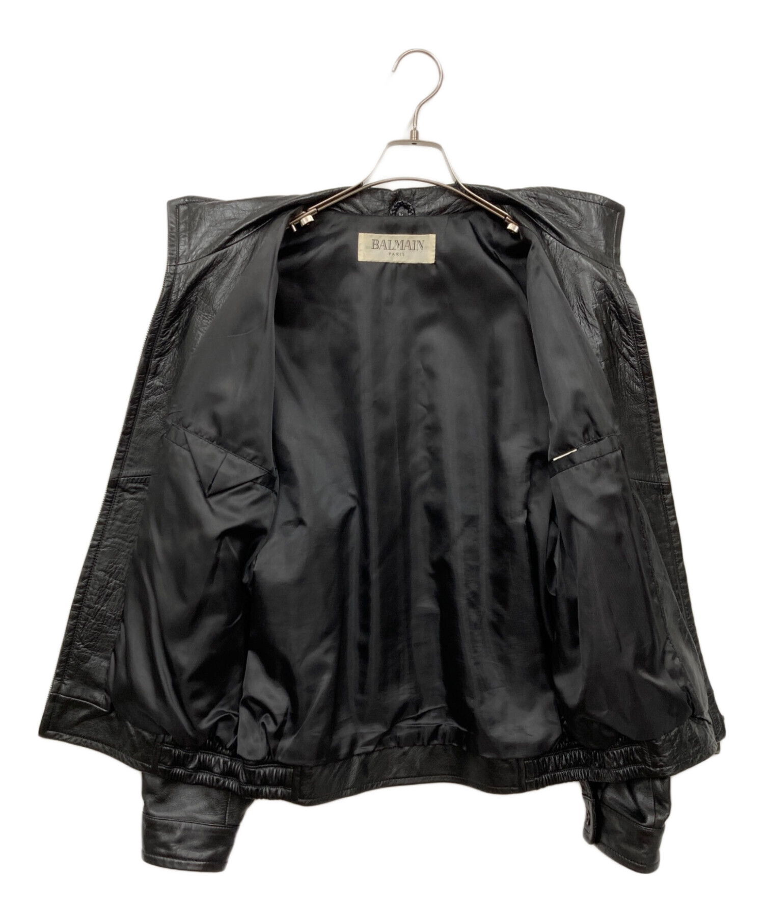 中古・古着通販】BALMAIN (バルマン) ラムレザージャケット ブラック