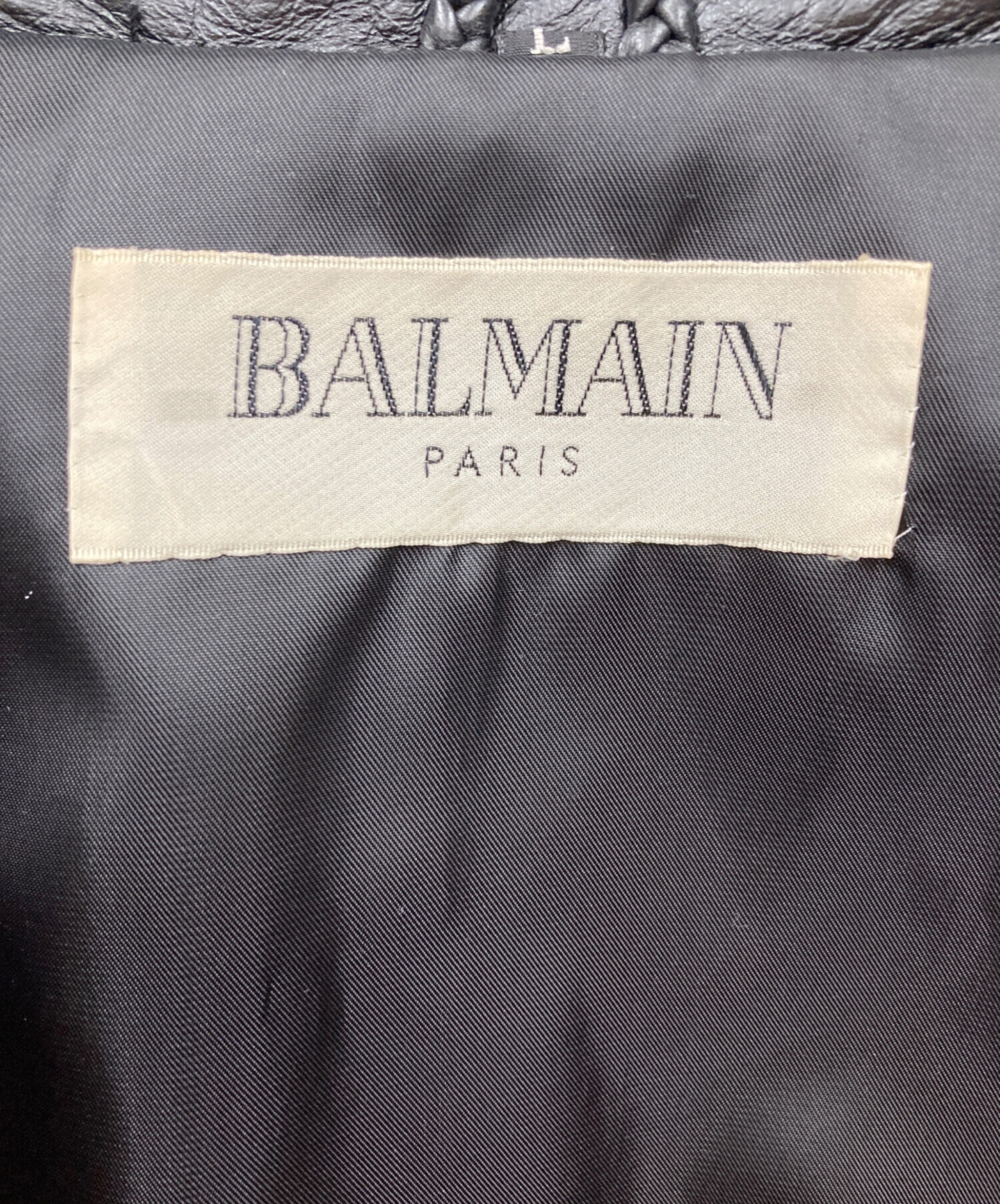中古・古着通販】BALMAIN (バルマン) ラムレザージャケット ブラック