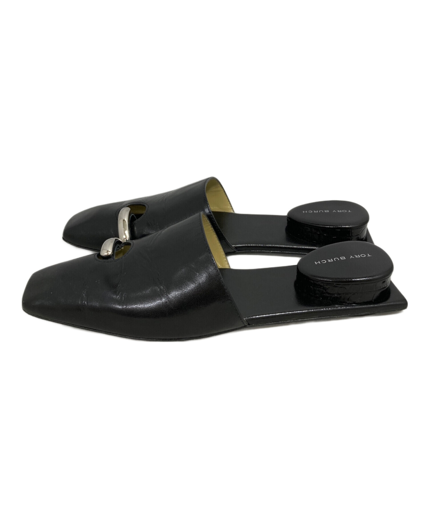 TORY BURCH パール装飾 ブラックミュール ヒール5cm ストラップなし 中古・古着通販】TORY BURCH (トリーバーチ) ミュール ブラック サイズ