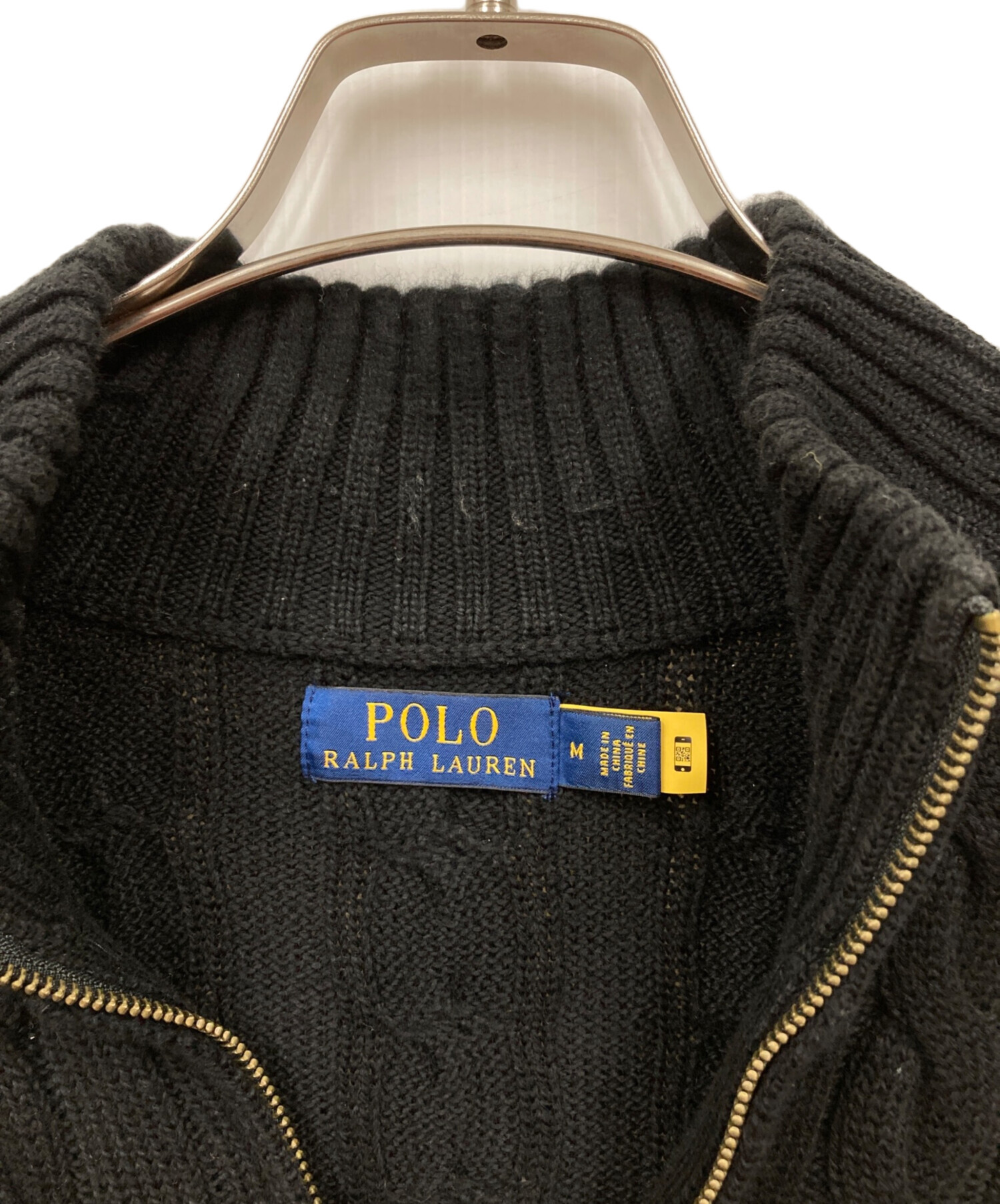N*n様 ポロラルフローレン ケーブルニット ハーフジップ 黒 M 中古・古着通販】POLO RALPH LAUREN (ポロ・ラルフローレン) ハーフ