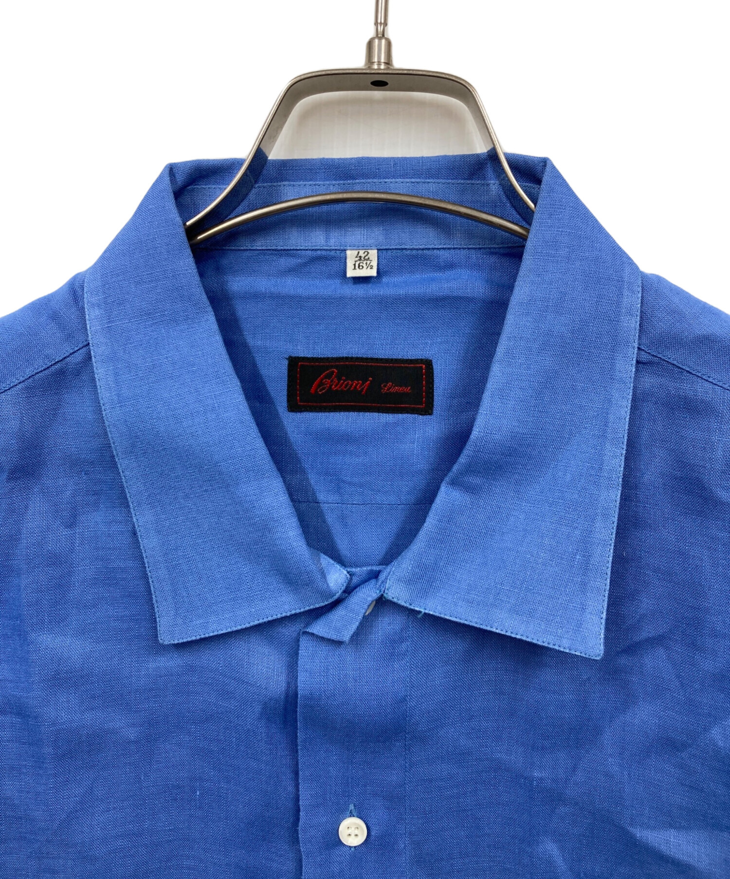 中古・古着通販】BRIONI (ブリオーニ) リネン半袖シャツ ブルー サイズ