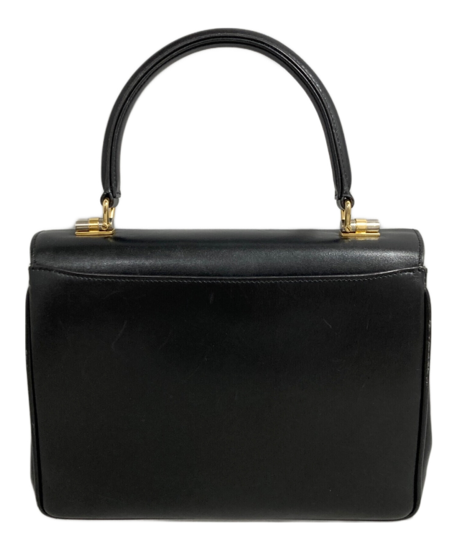 中古・古着通販】GUCCI (グッチ) レザーハンドバッグ ブラック 