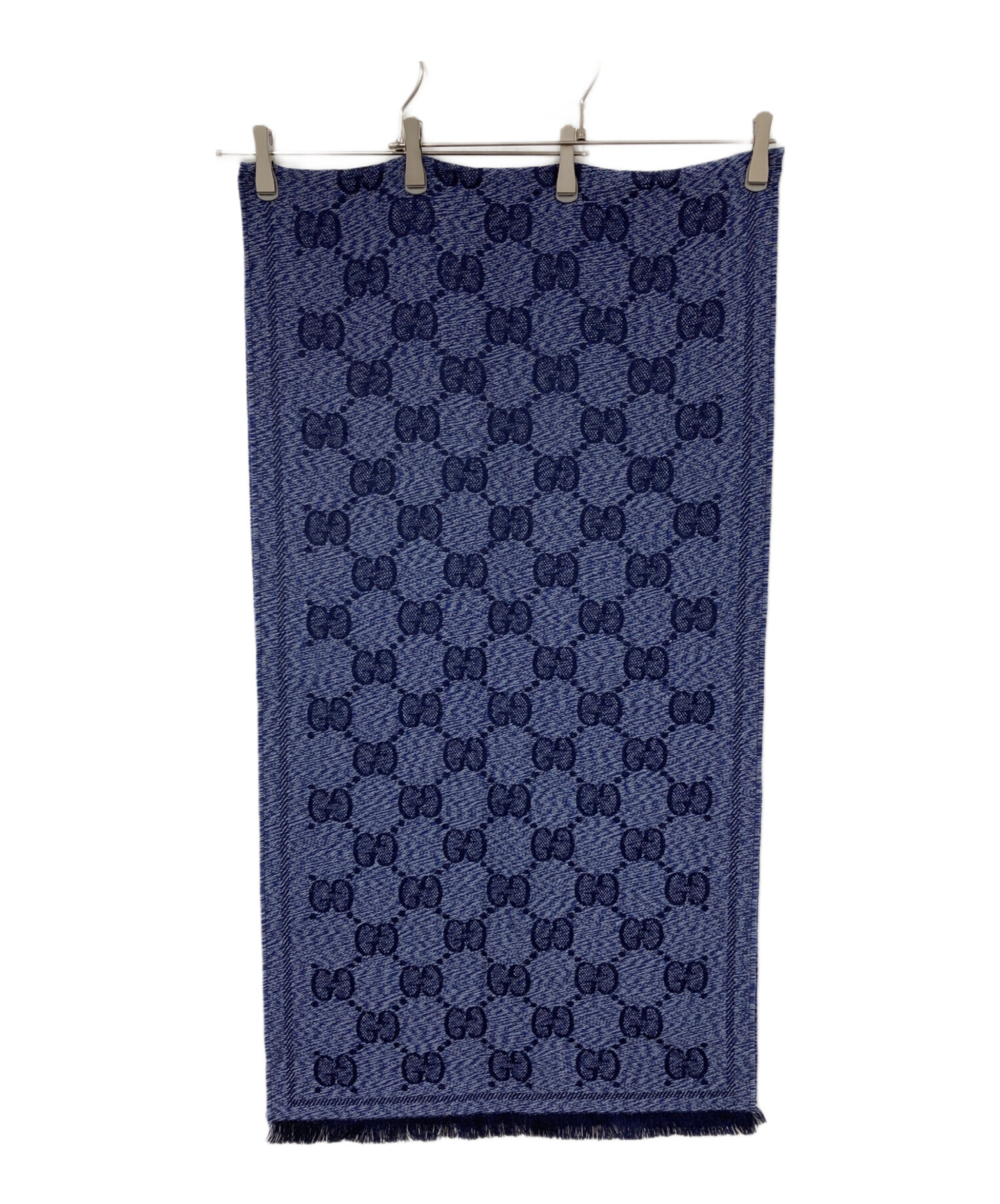 中古・古着通販】GUCCI (グッチ) GGウールジャガードスカーフ ブルー