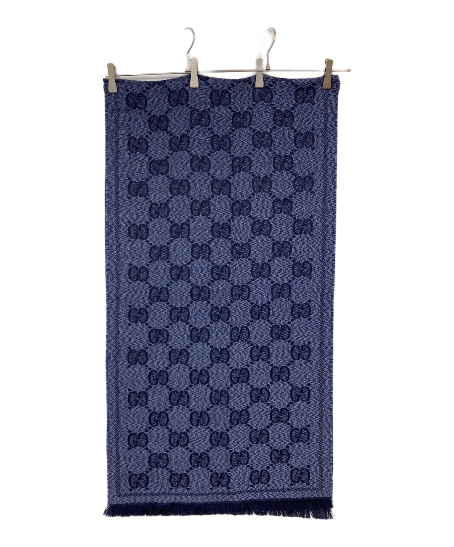 中古・古着通販】GUCCI (グッチ) GGウールジャガードスカーフ ブルー