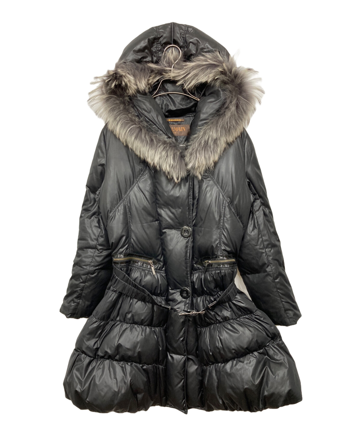 中古・古着通販】BALMAIN (バルマン) ラクーンファー付きベルテッド