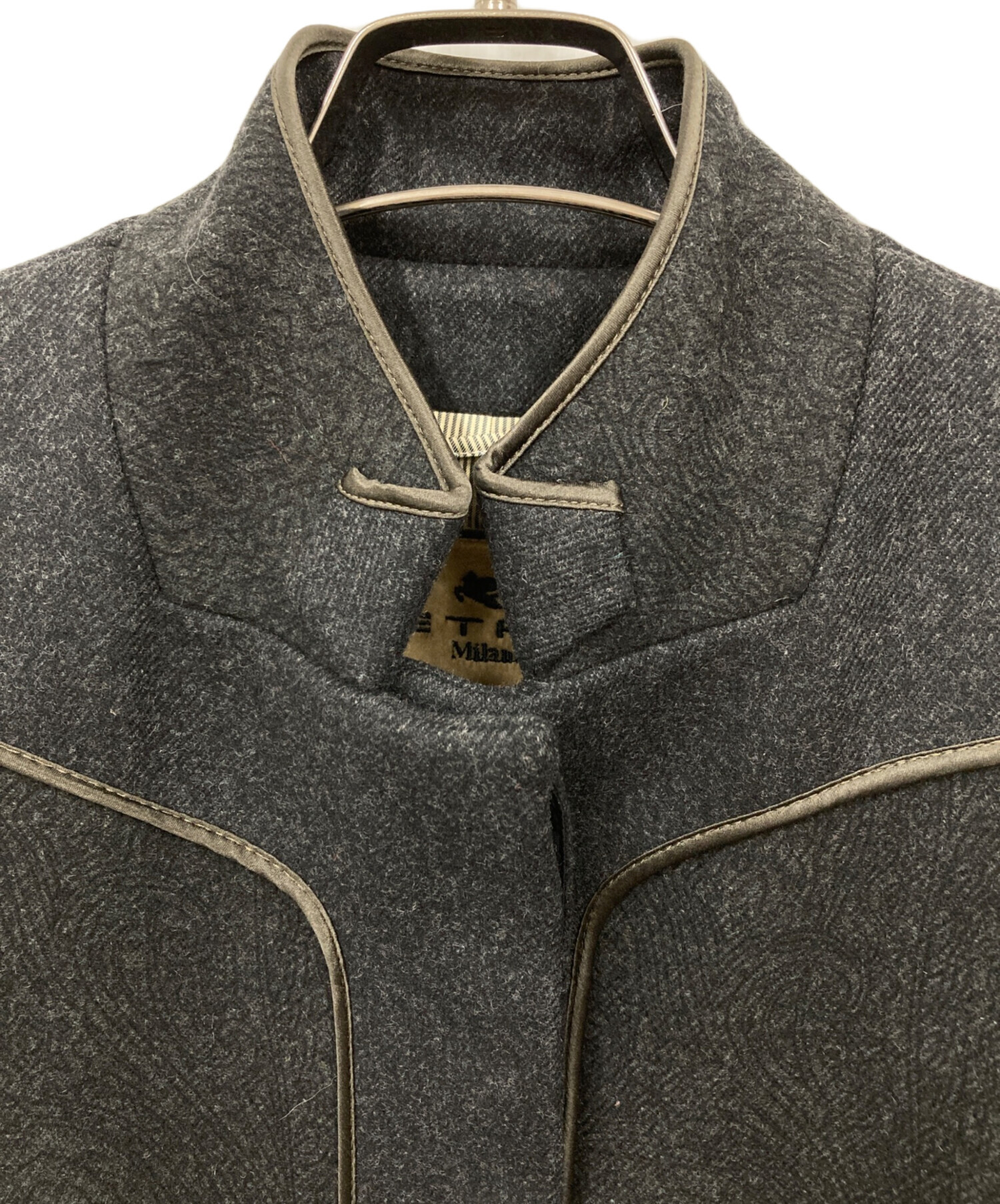 中古・古着通販】ETRO (エトロ) ペイズリー柄比翼コート グレー サイズ