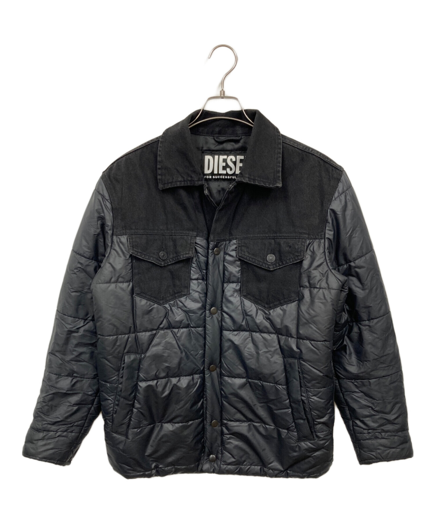 中古・古着通販】DIESEL (ディーゼル) デニム切替ジャケット ブラック