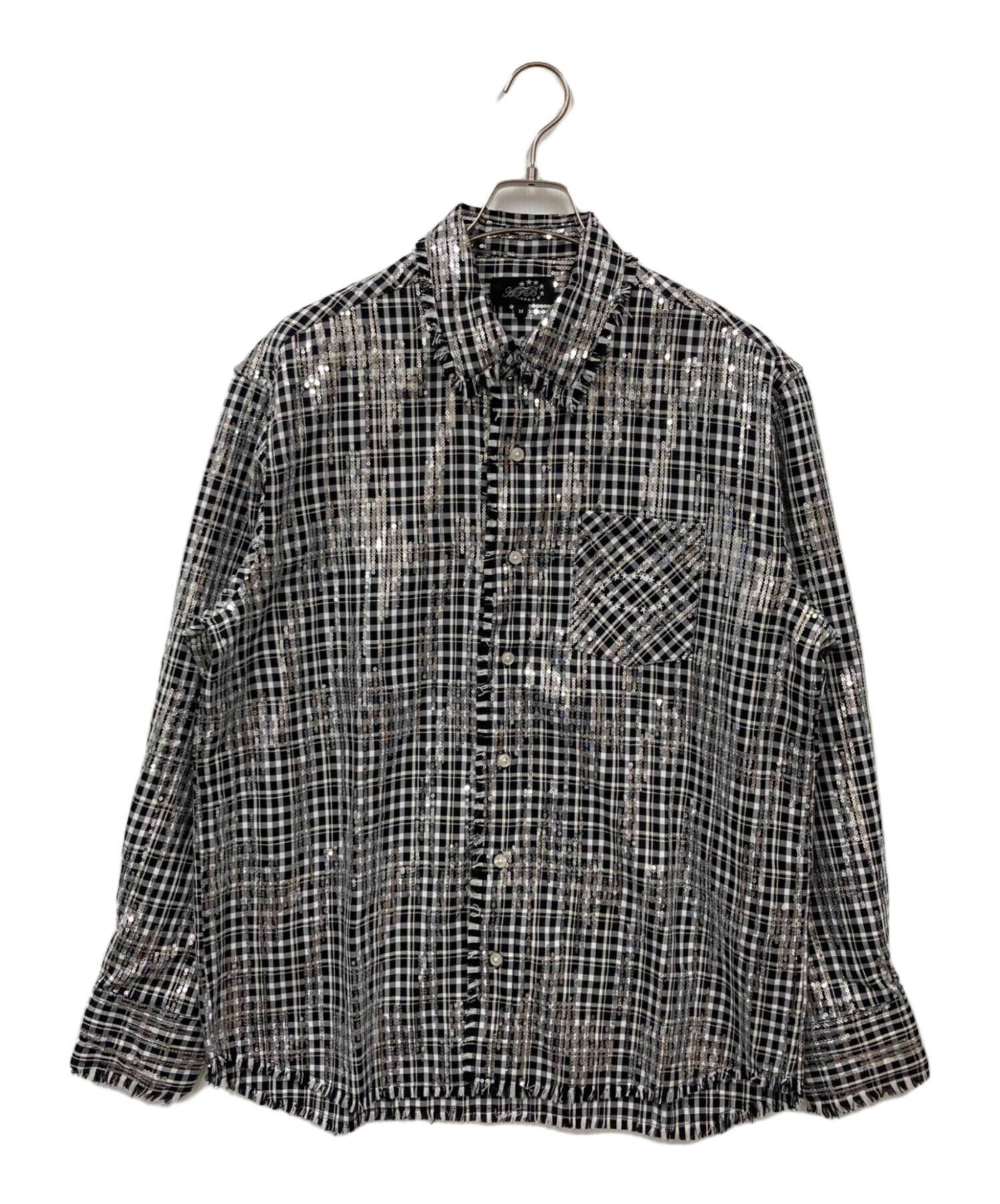【完売品】AFB スパンコールシャツ size M 中古・古着通販】afb (エーエフビー) スパンコールシャツ ブラック