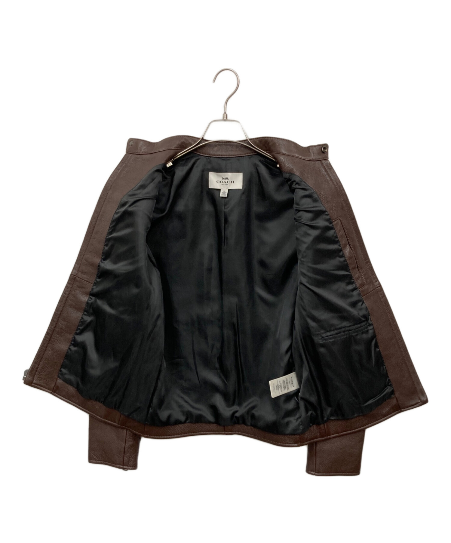 【未使用級】COACH メンズ ライダースジャケット ブラウン Mサイズ 中古・古着通販】COACH (コーチ) シングルライダースジャケット