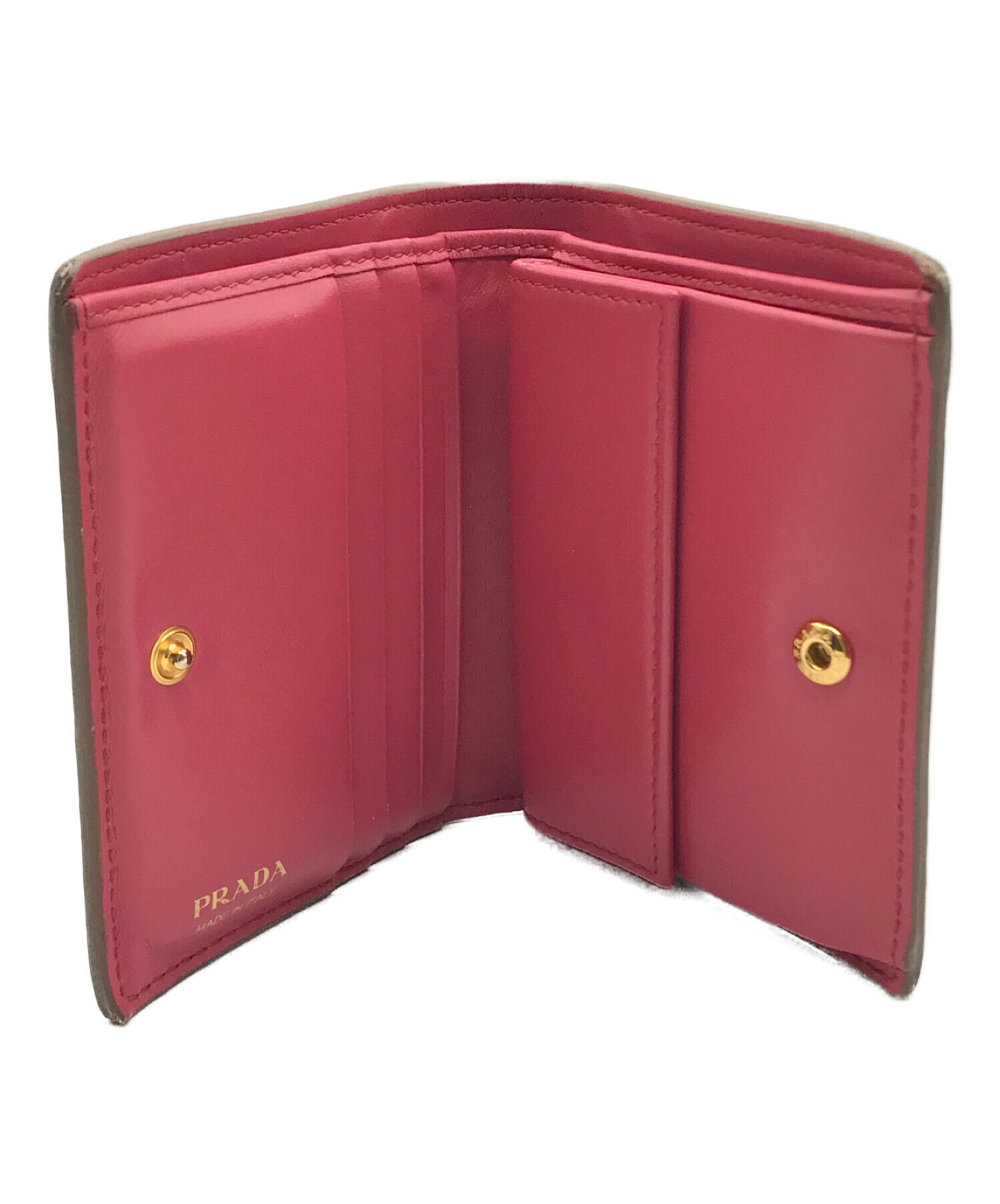 中古・古着通販】PRADA (プラダ) 2つ折り財布 ベージュ×ピンク