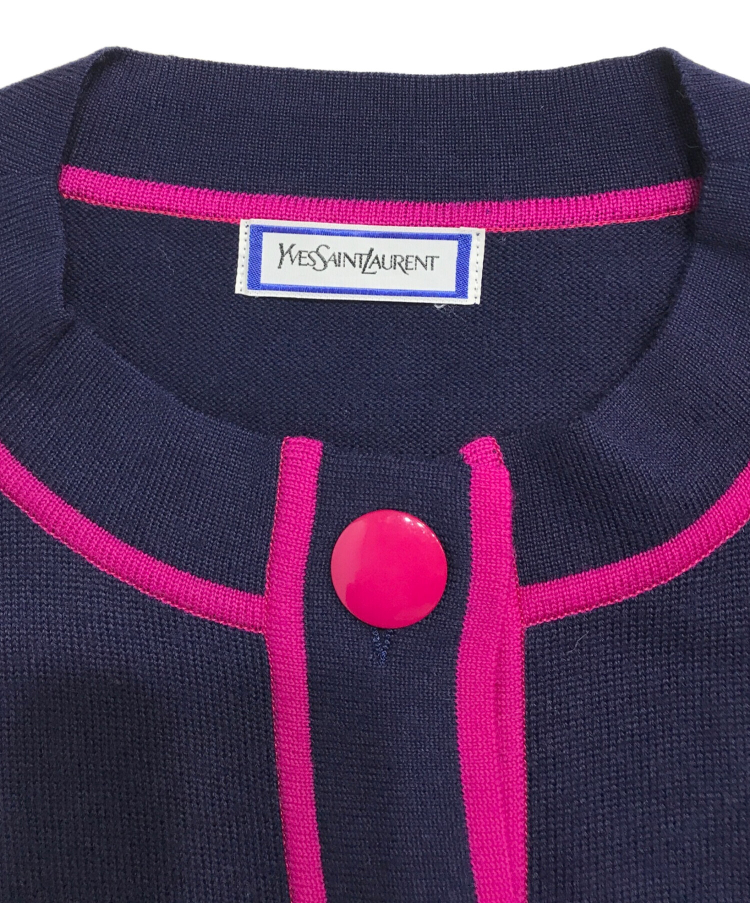 イヴ・サンローラン カーディガン ヴィンテージ YSL ロゴボタン Yves