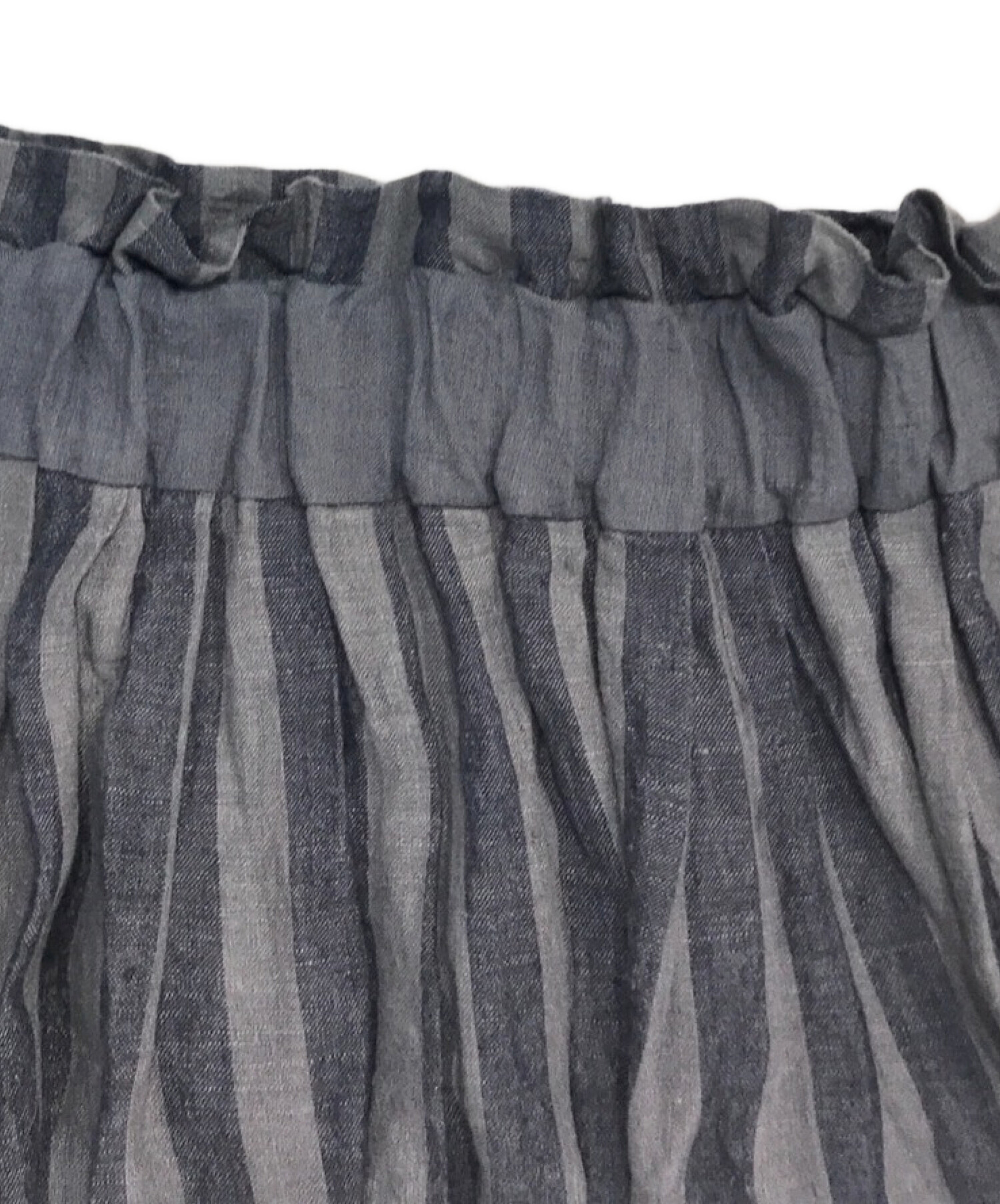 ✨美品✨マガリ ストライプリネン ファーマースカート ウエストリボン