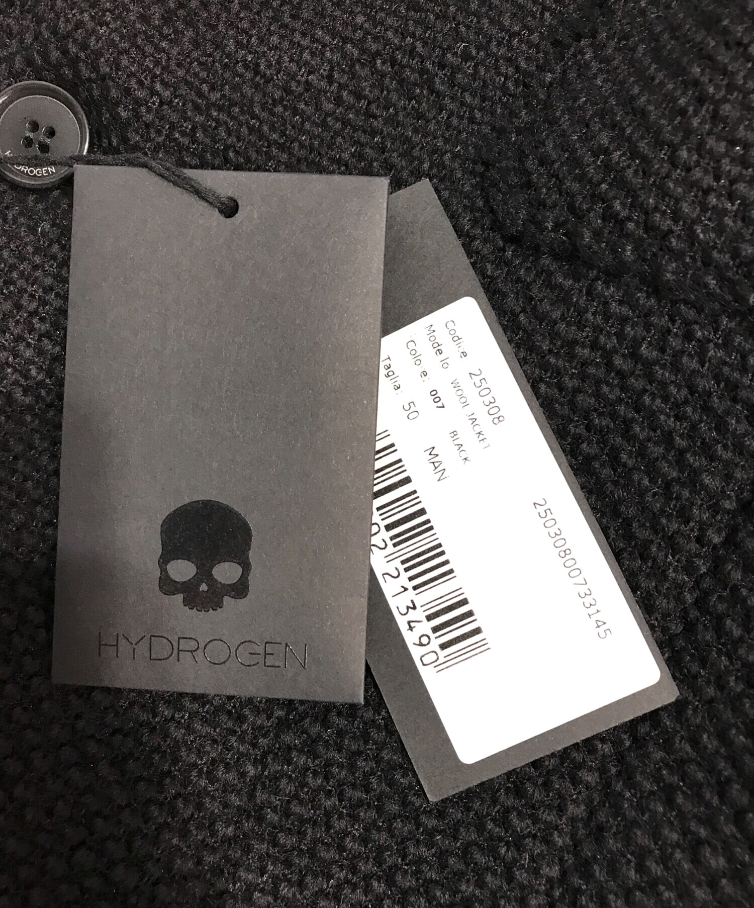 中古・古着通販】HYDROGEN (ハイドロゲン) ニットジャケット ブラック