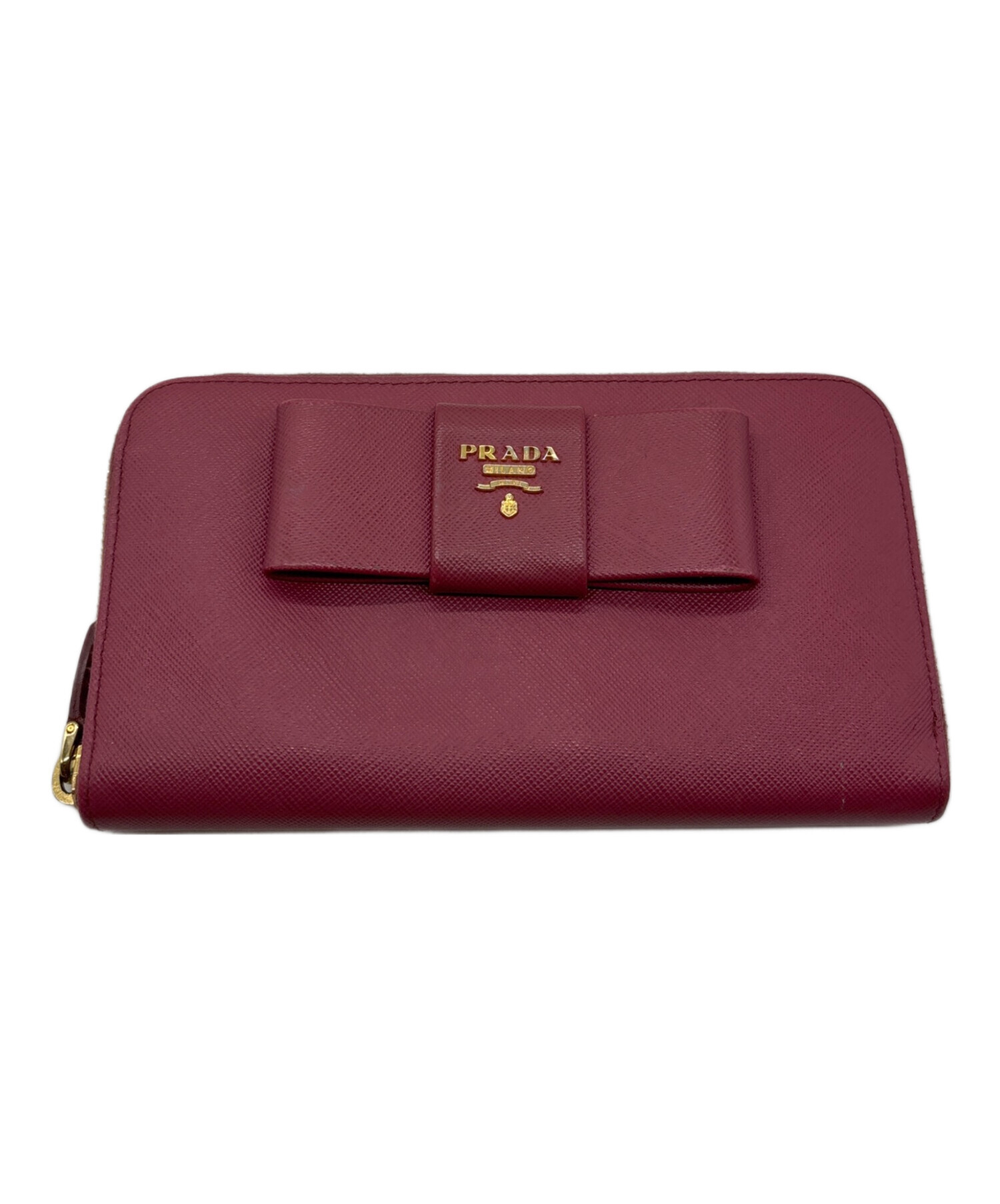 PRADA リボン付きピンク長財布　プラダ 中古・古着通販】PRADA (プラダ) ラウンドファスナーリボン長財布