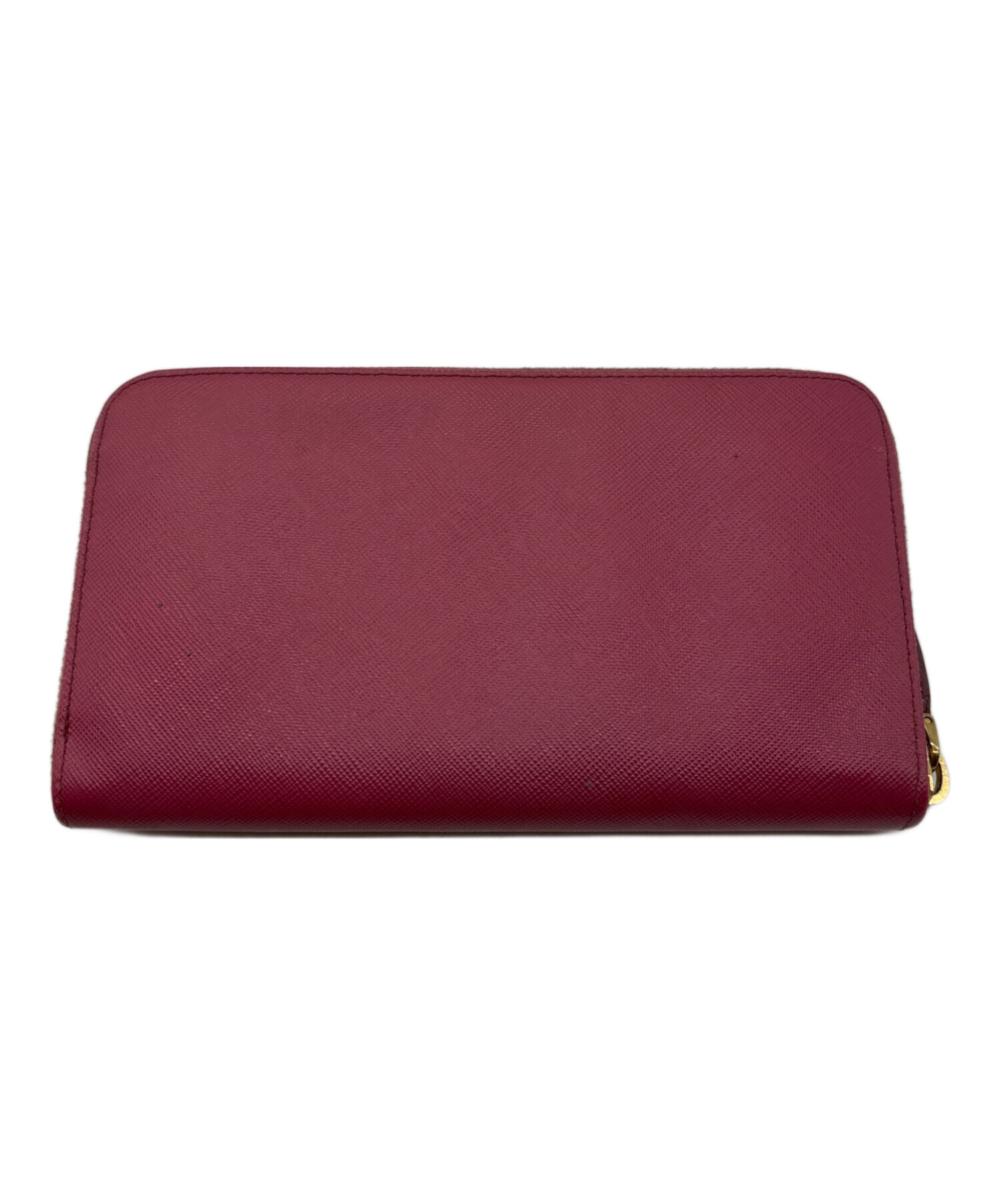 本物 プラダ PRADA リボン ラウンドファスナー 長財布 ロングウォレット レザー ピンク 財布 ウォレット 中古・ PRADA（プラダ） リボン ラウンドファスナー 長財布 ピンク