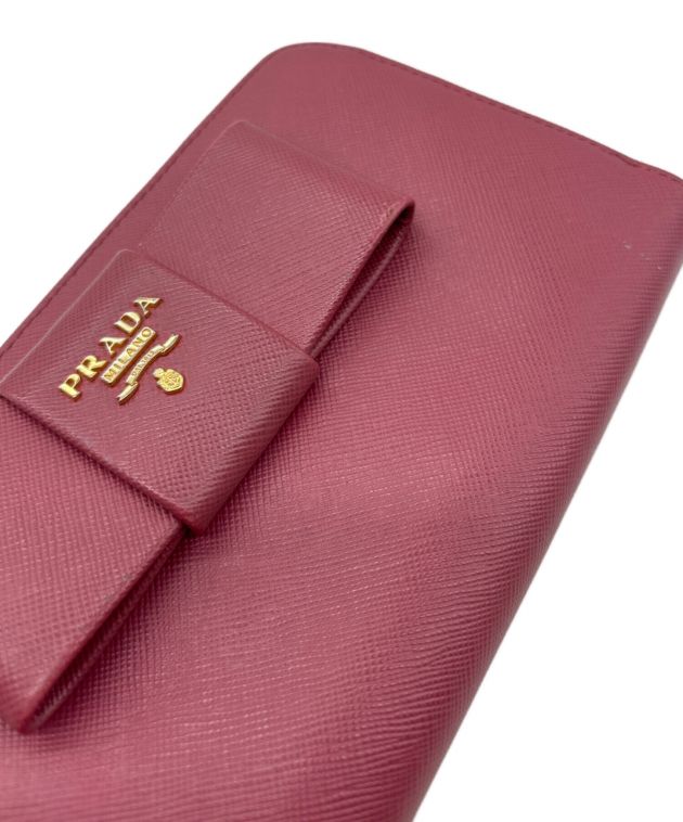中古・古着通販】PRADA (プラダ) ラウンドファスナーリボン長財布