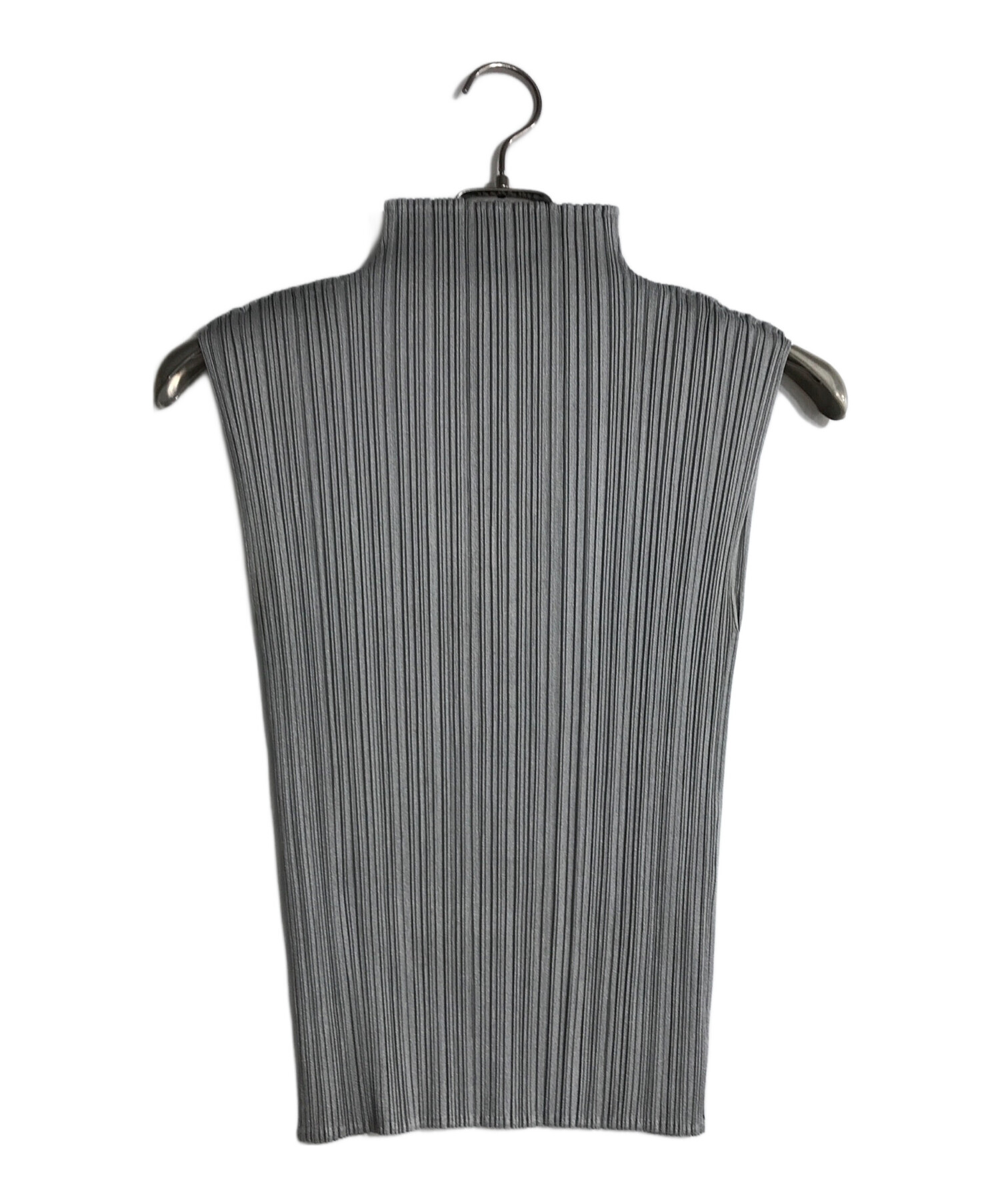 プリーツプリーズ ノースリーブ ハイネック シャツ