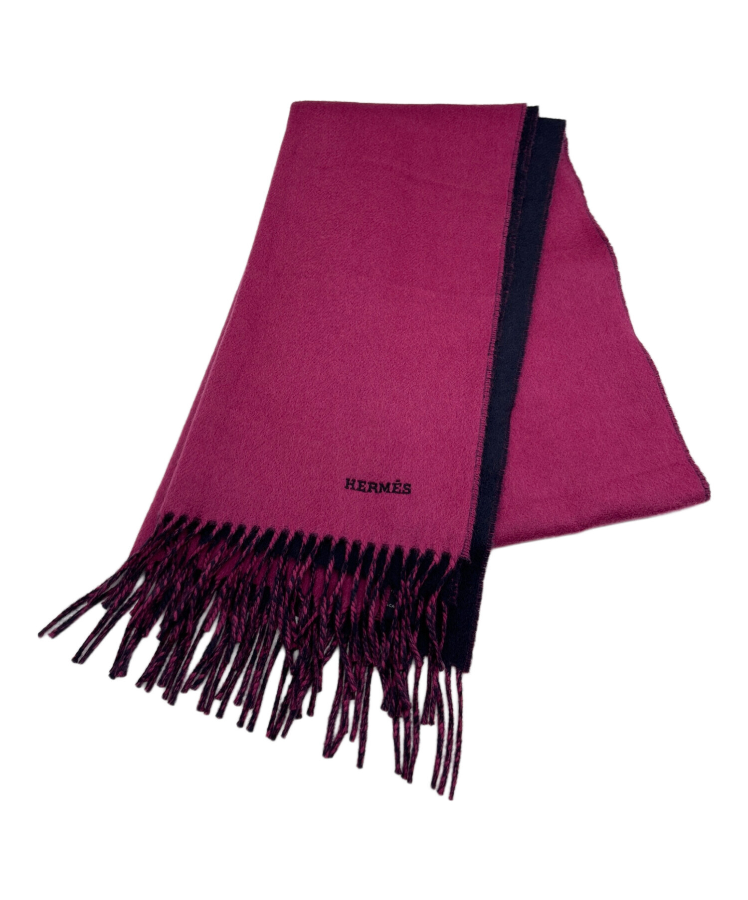 HERMES カシミヤ マフラー ピンク ネイビー HERMES カシミヤ マフラー ピンク ネイビー