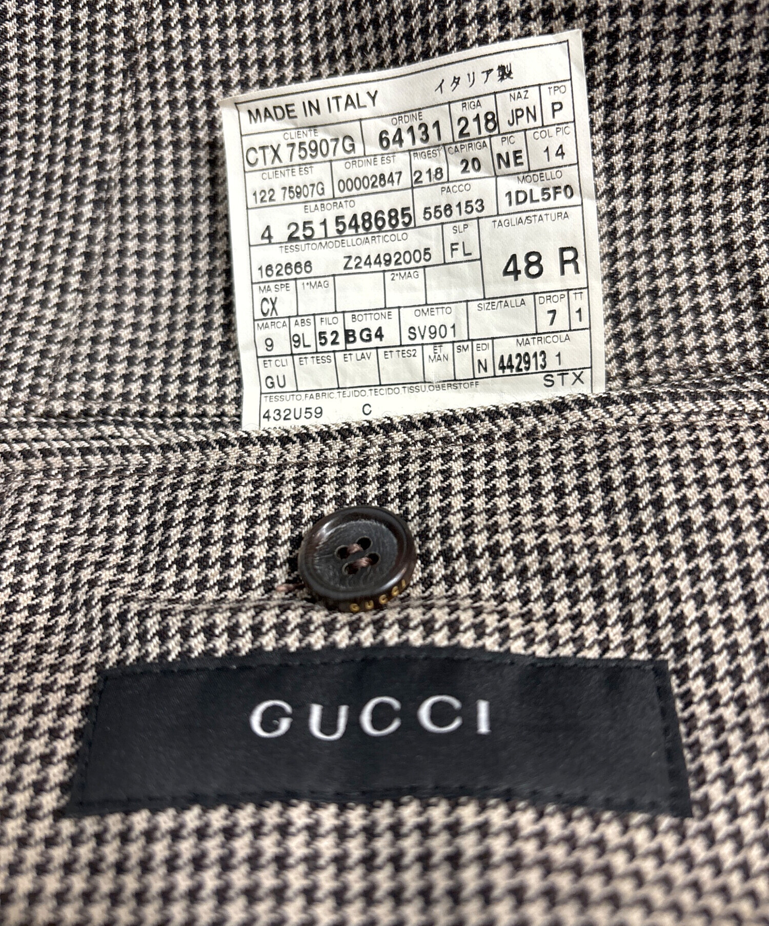 中古・古着通販】GUCCI (グッチ) 千鳥柄テーラードジャケット ブラック 