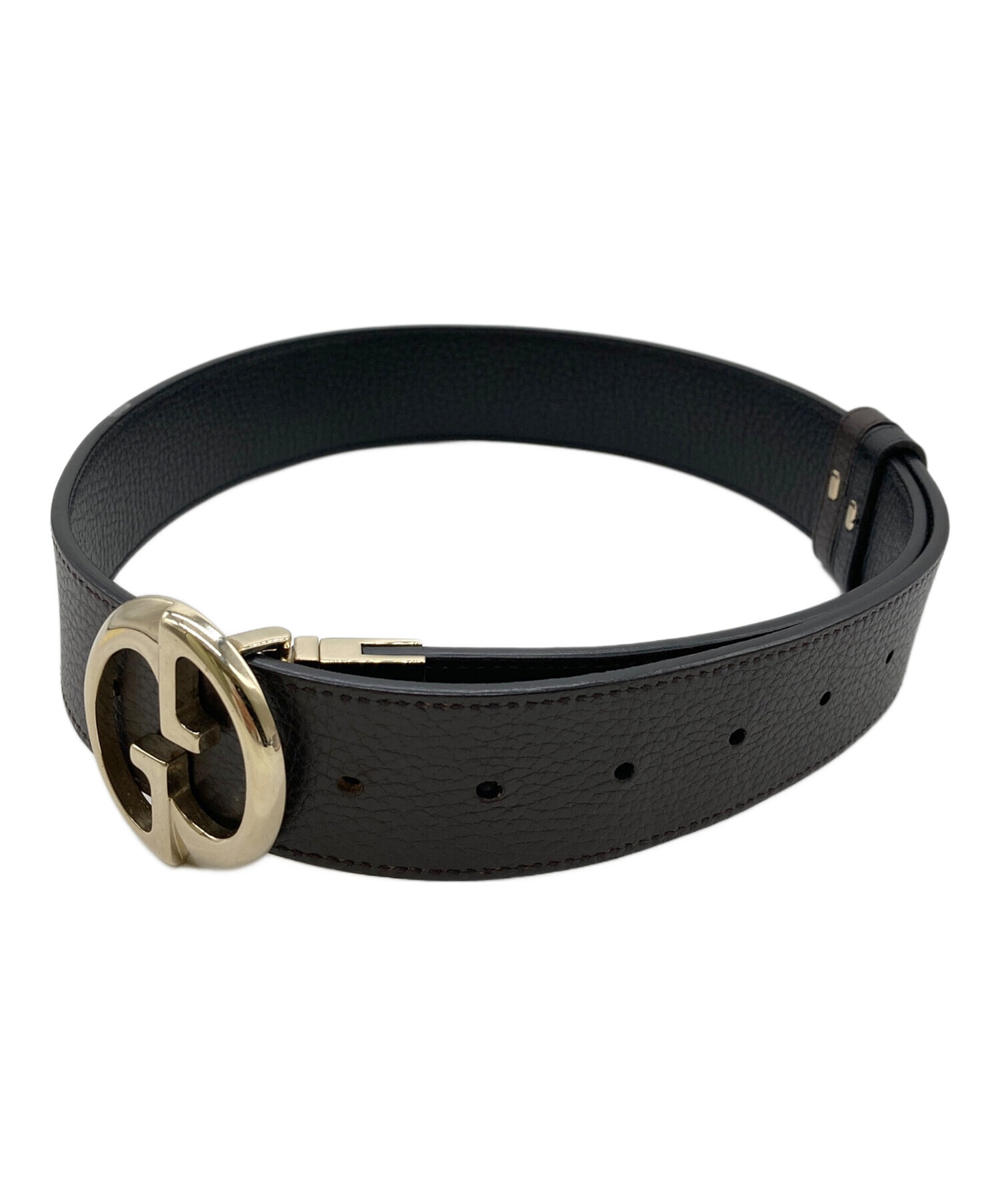 中古・古着通販】GUCCI (グッチ) GGロゴリバーシブルベルト ブラック 