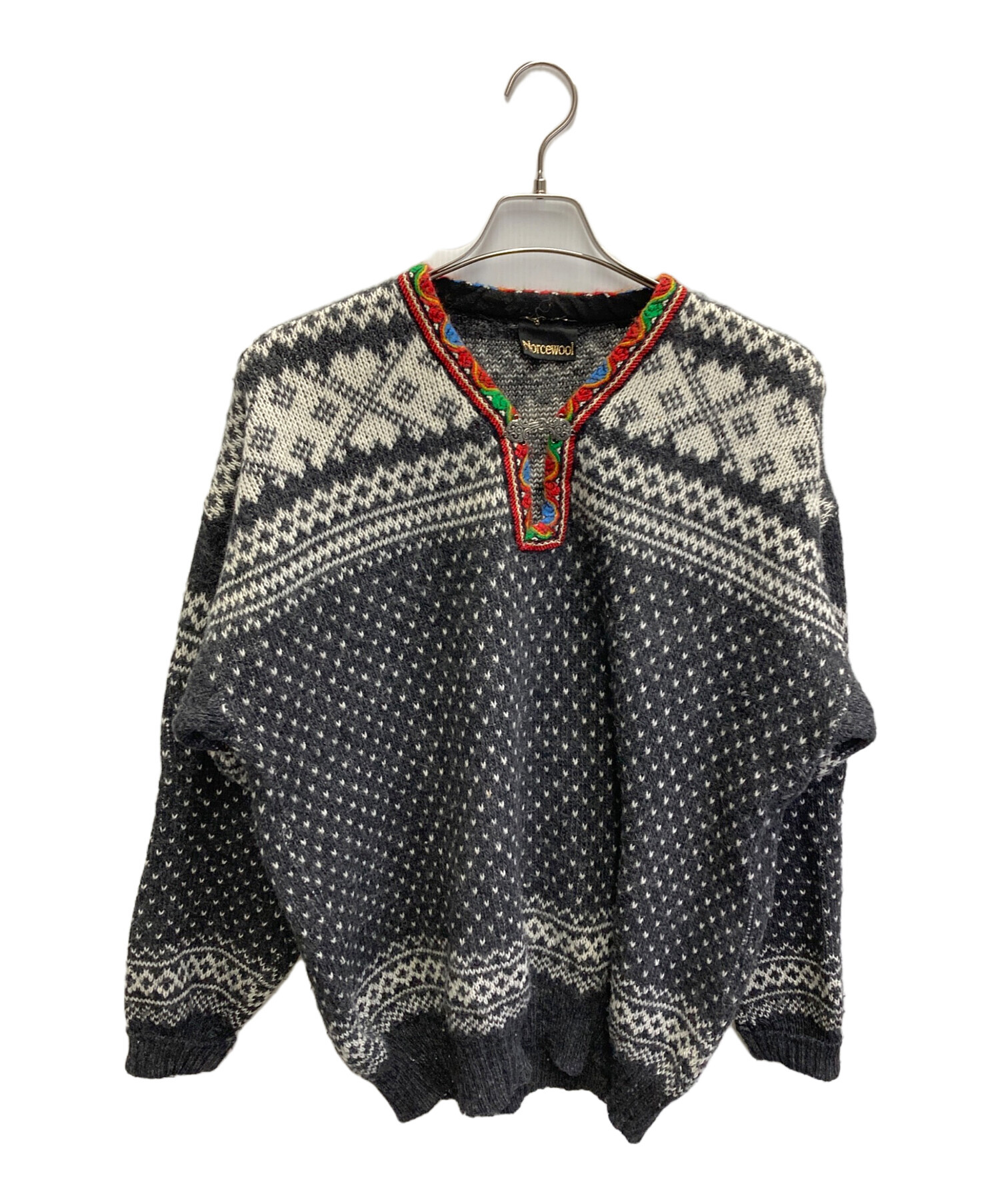 中古・古着通販】Norcewool (ノースウール) チロリアンニット グレー 