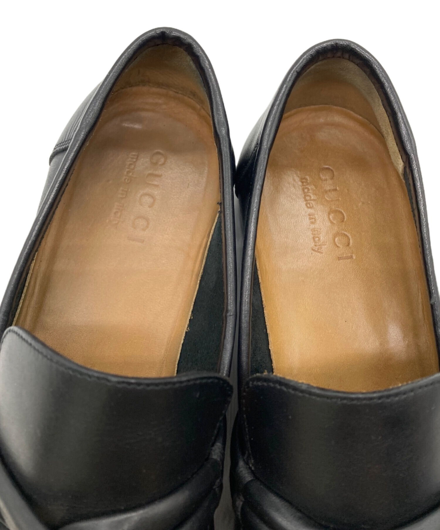 中古・古着通販】GUCCI (グッチ) レザーローファー ブラック サイズ