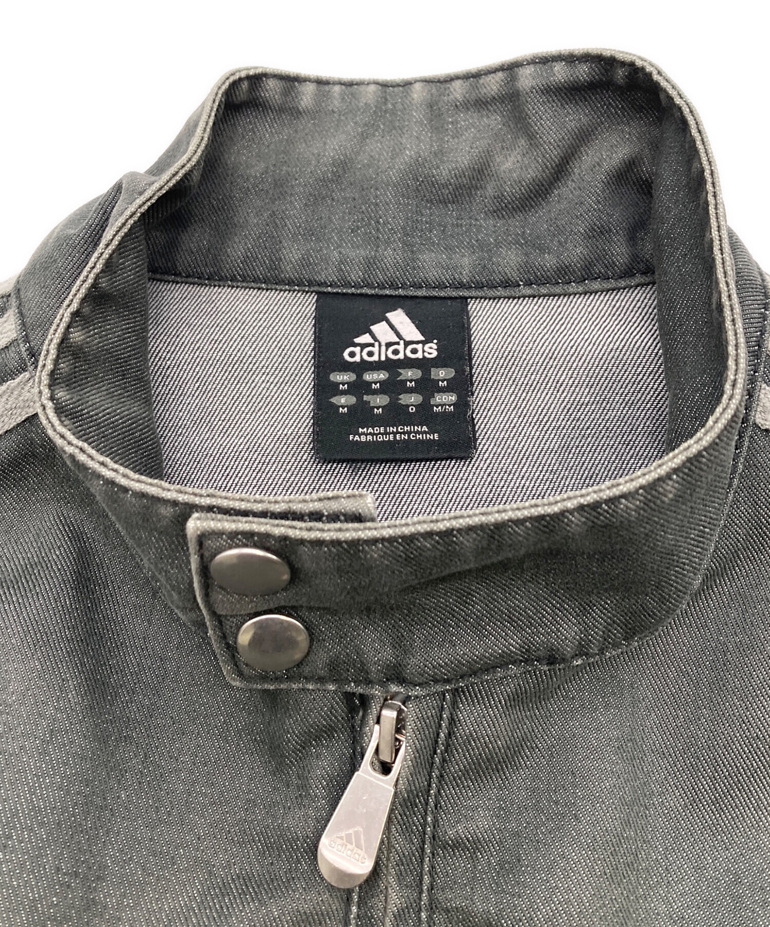 中古・古着通販】adidas (アディダス) デニムジップブルゾン グレー 