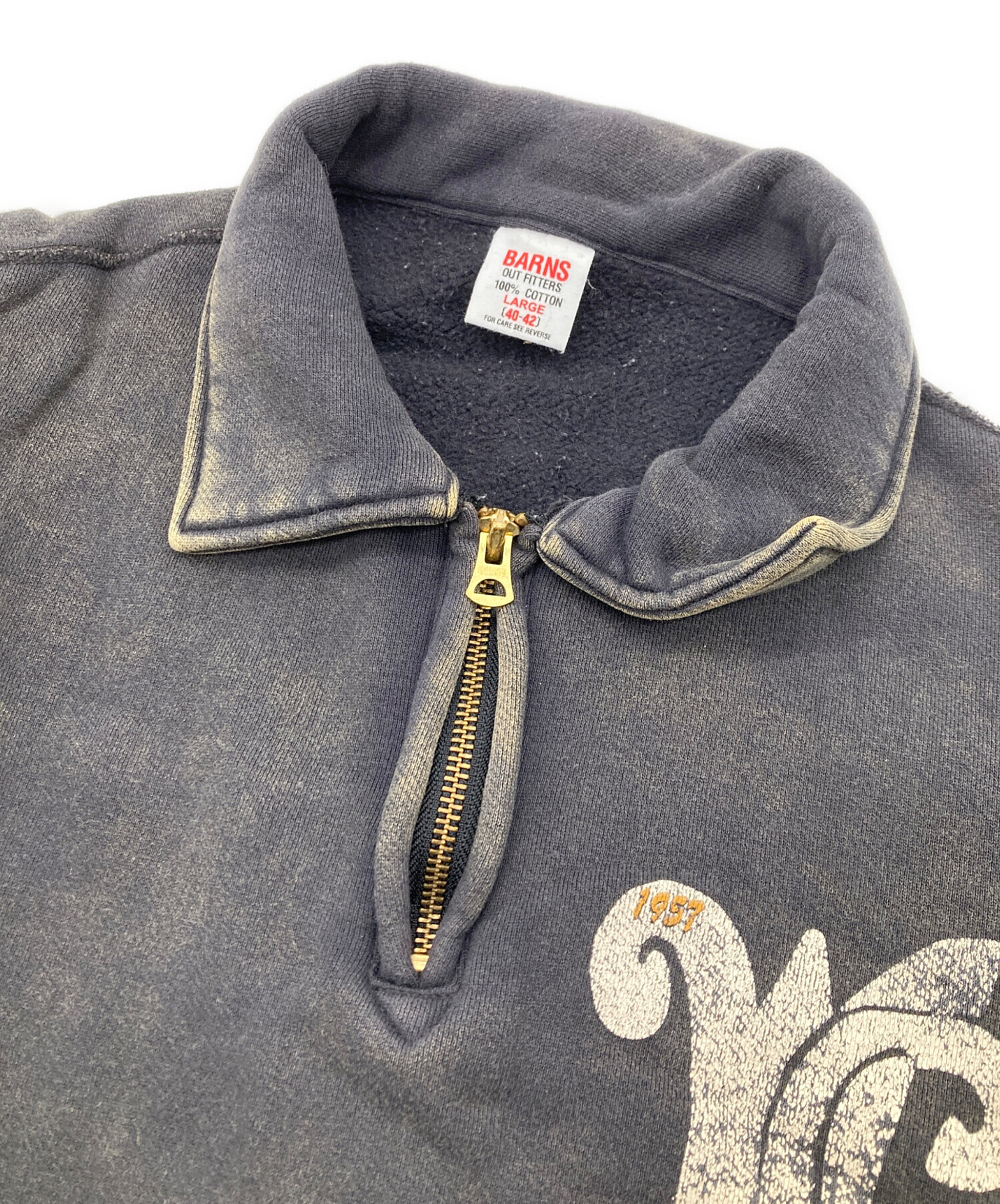 中古・古着通販】BARNS (バーンズ) ハーフジップスウェット グレー 