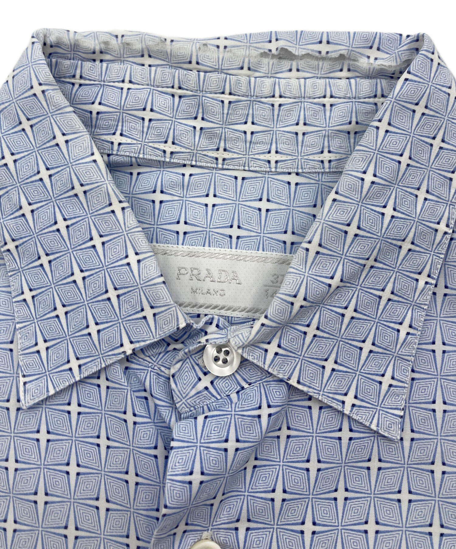 中古・古着通販】PRADA (プラダ) 16SS 総柄シャツ ブルー サイズ:37 