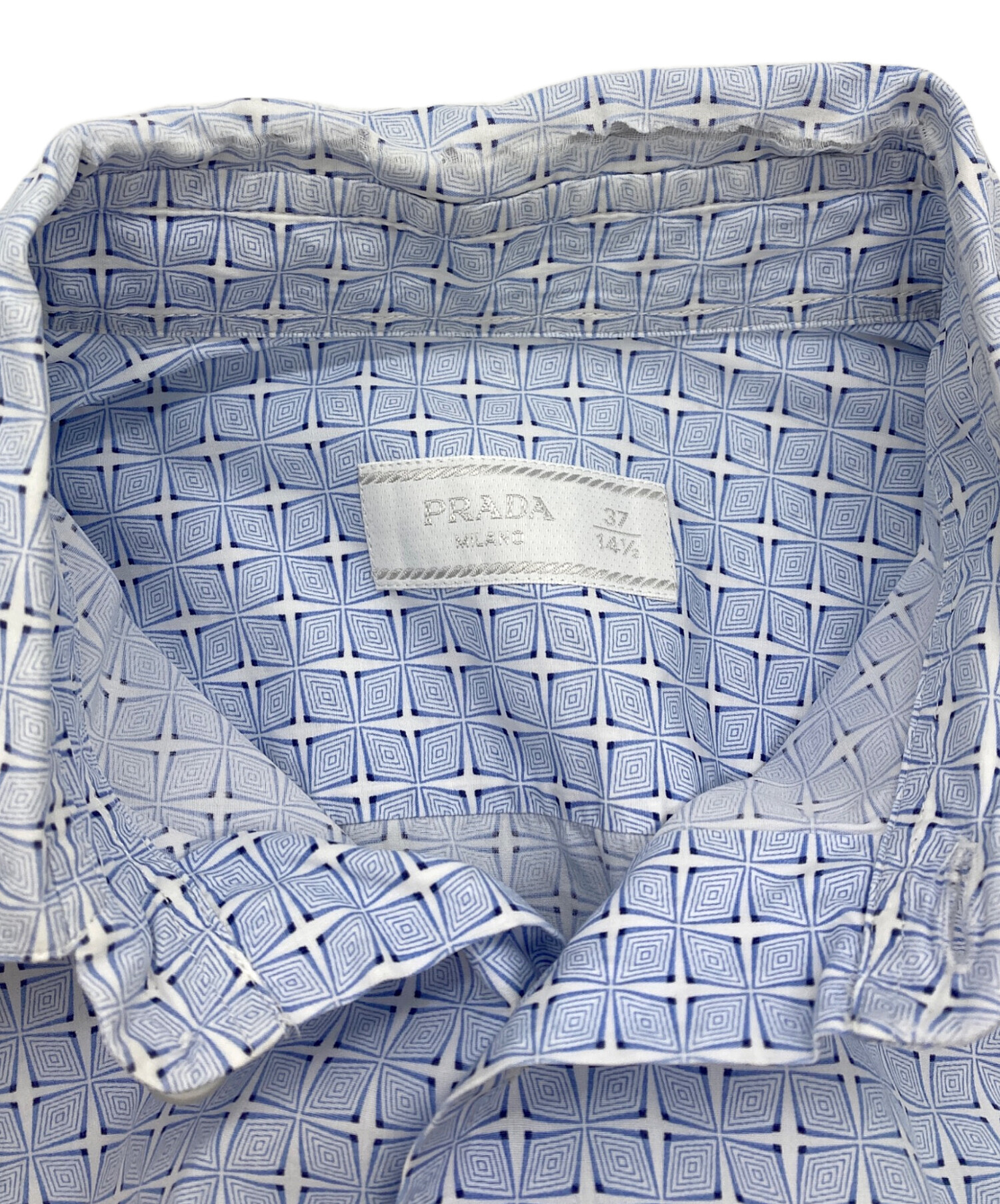 中古・古着通販】PRADA (プラダ) 16SS 総柄シャツ ブルー サイズ:37 