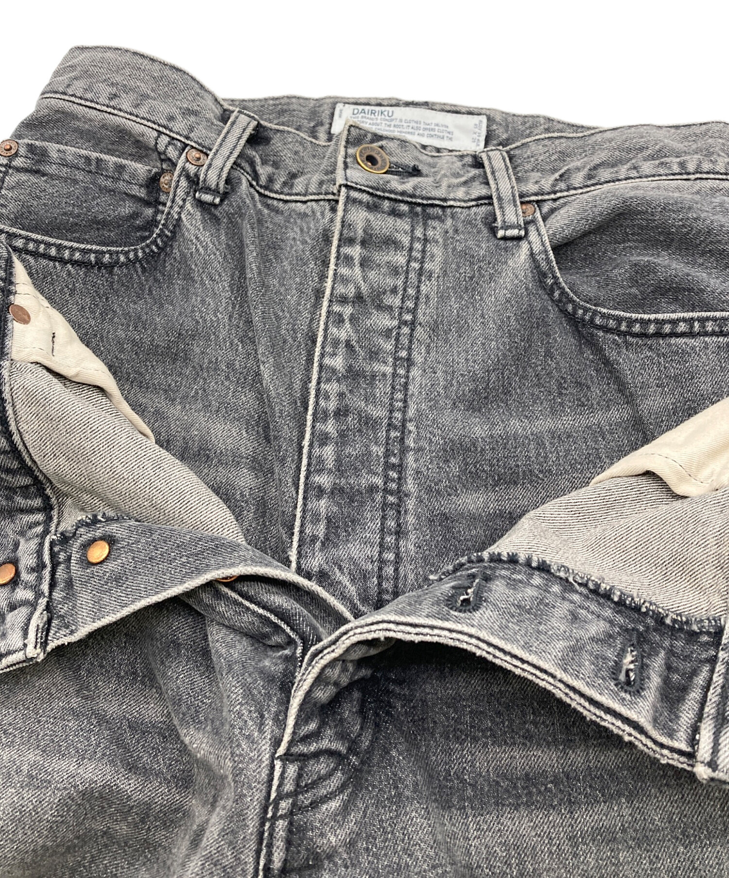 Dairiku ダイリク　デニム 27インチ 中古・古着通販】DAIRIKU (ダイリク) DOCKING WIDE STRAIGHT DENIM