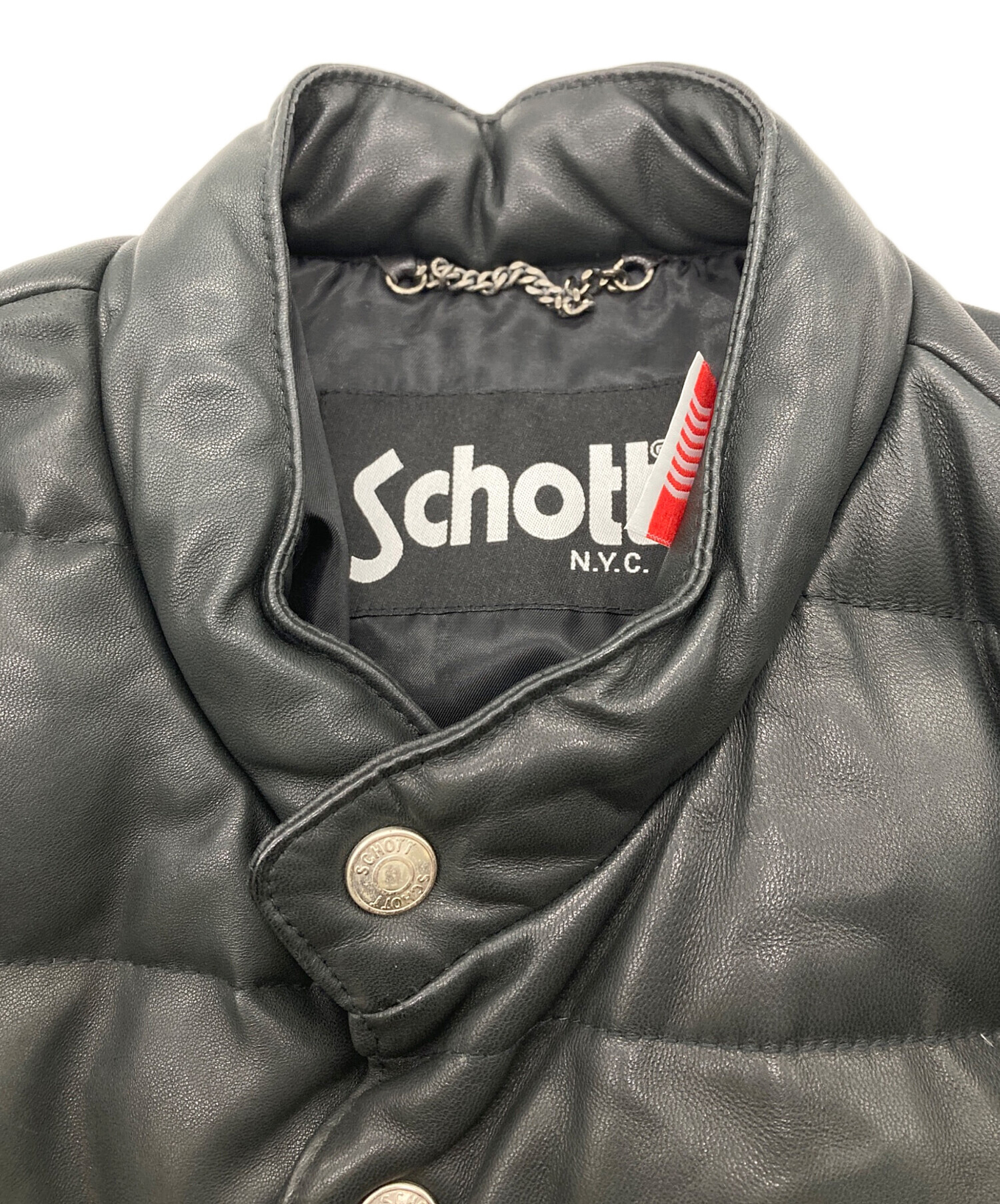 中古・古着通販】Schott (ショット) LEATHER LIGHT DOWN JACKET 