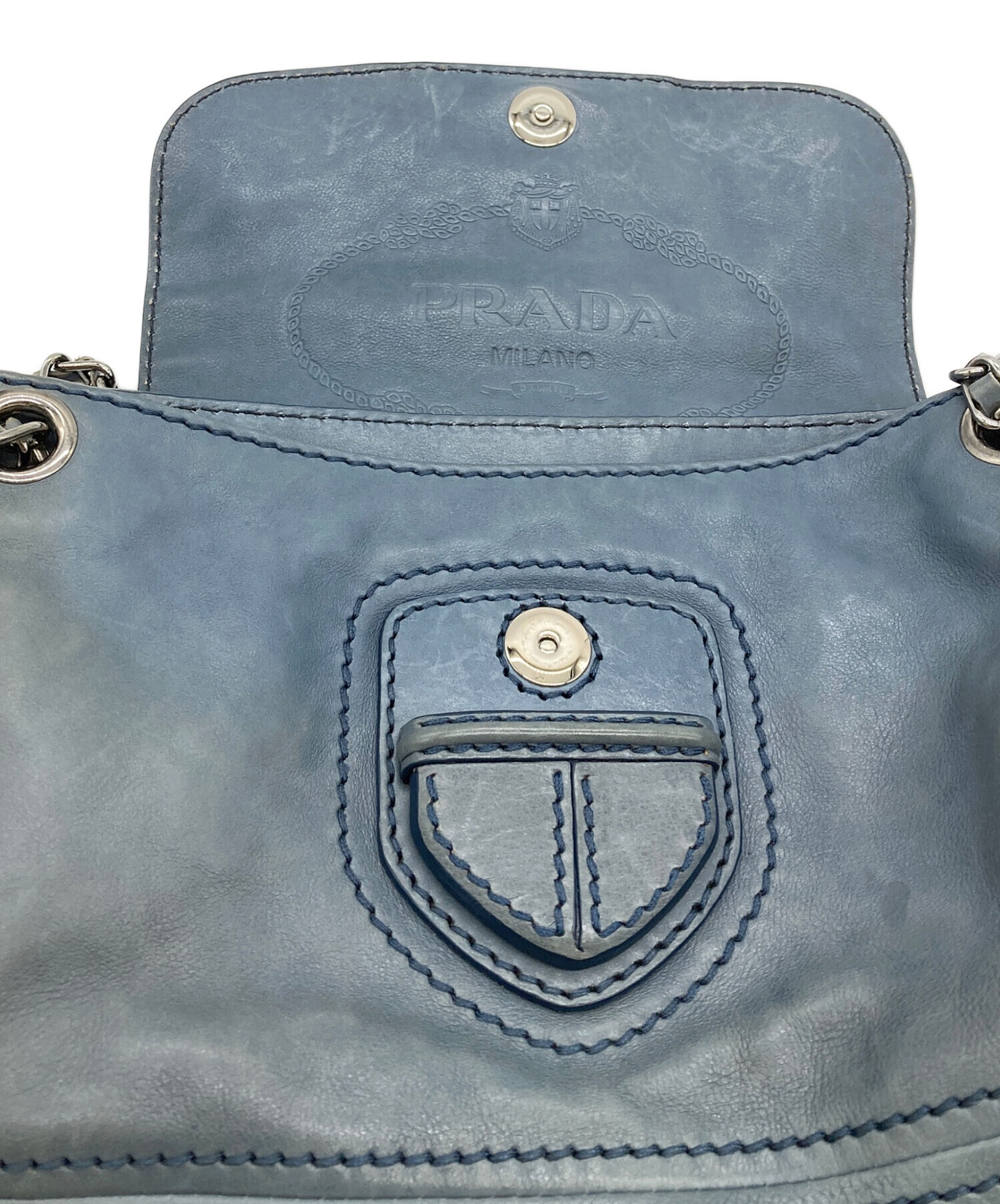 中古・古着通販】PRADA (プラダ) チェーンショルダーレザーバッグ 
