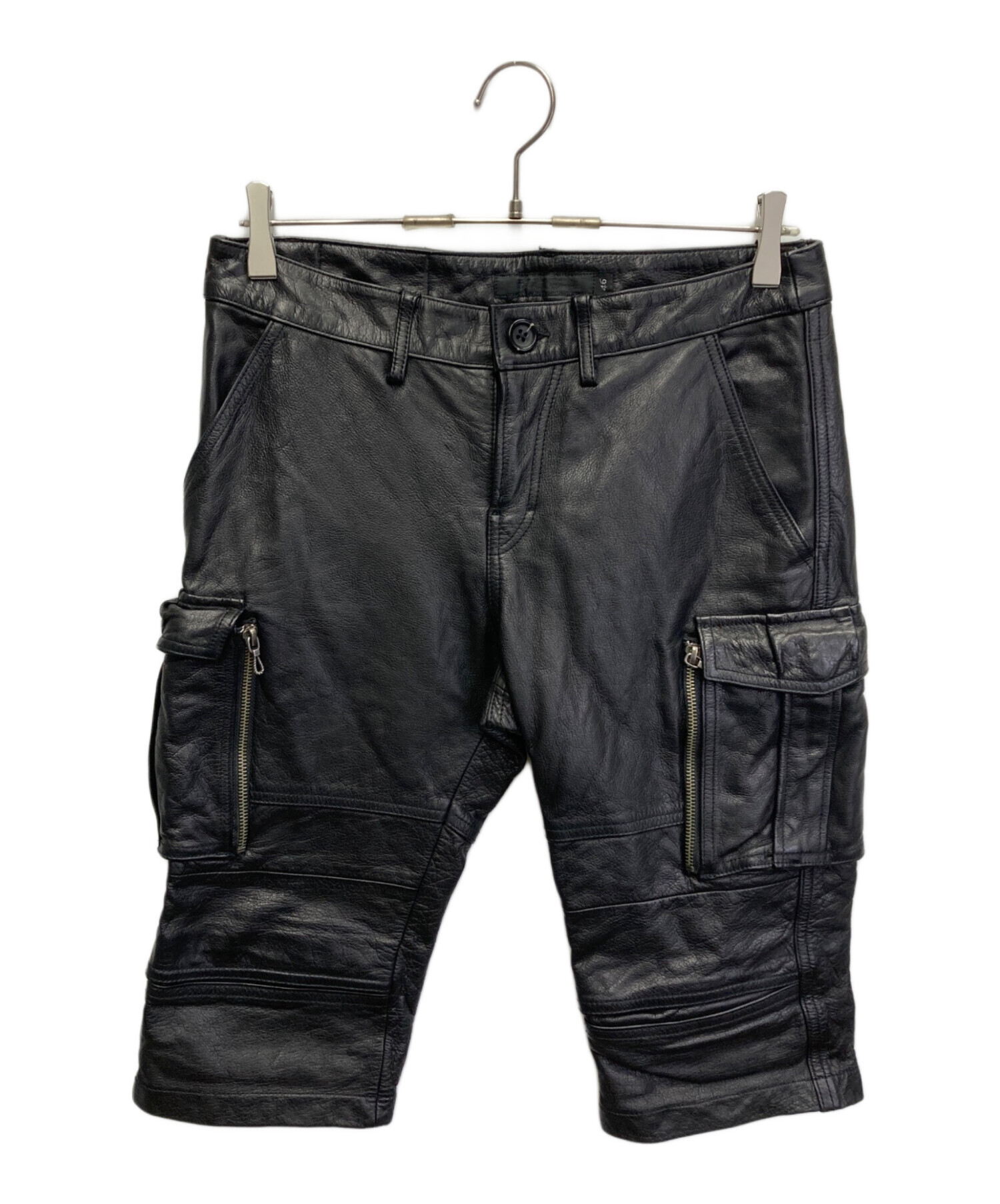 ● 美品　FUGA フーガ　メンズ　リアルレザー　ハーフパンツ　ボトムス　44 中古・古着通販】FUGA (フーガ) レザーショーツ ブラック サイズ:46