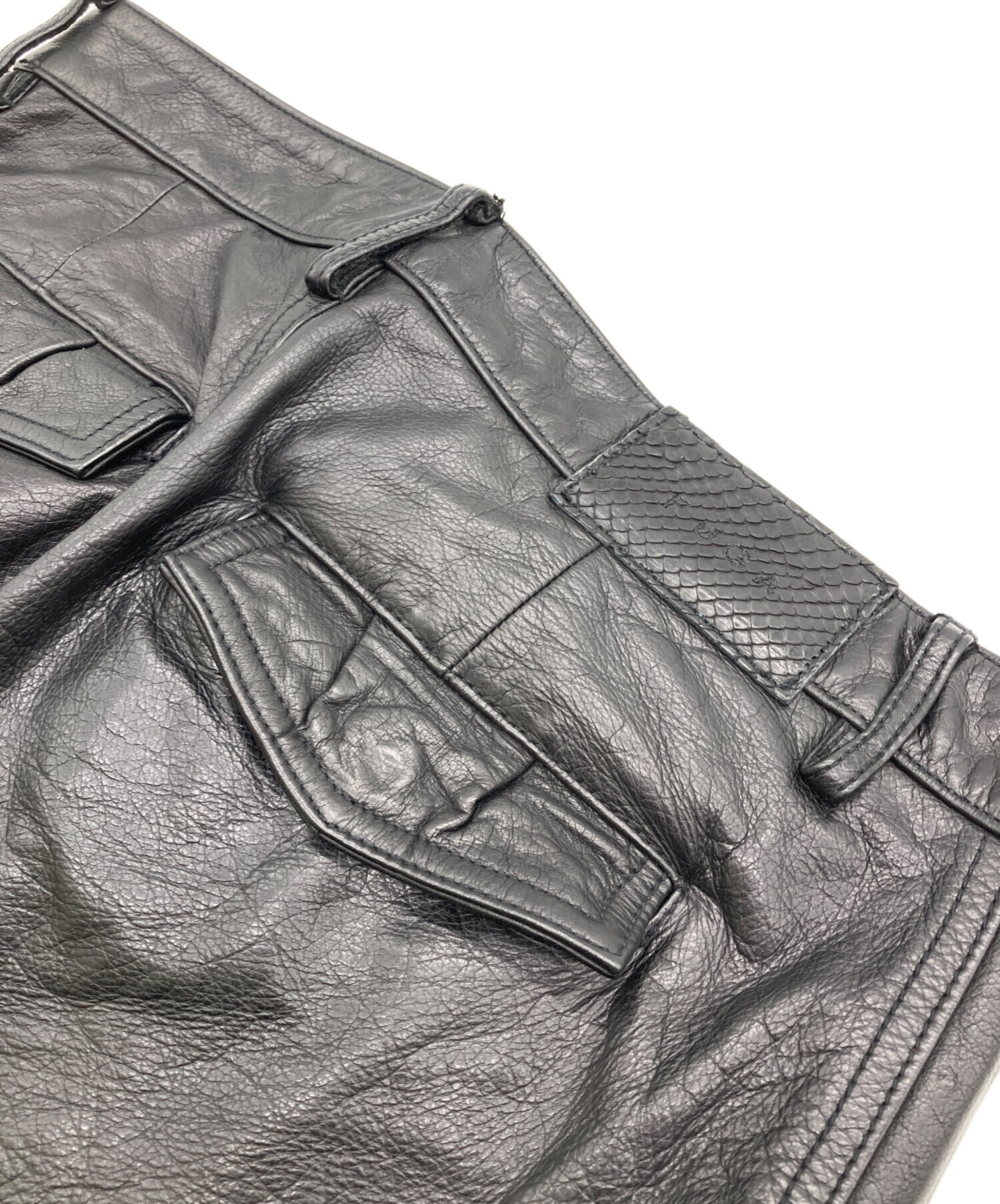 中古・古着通販】FUGA (フーガ) レザーショーツ ブラック サイズ:46