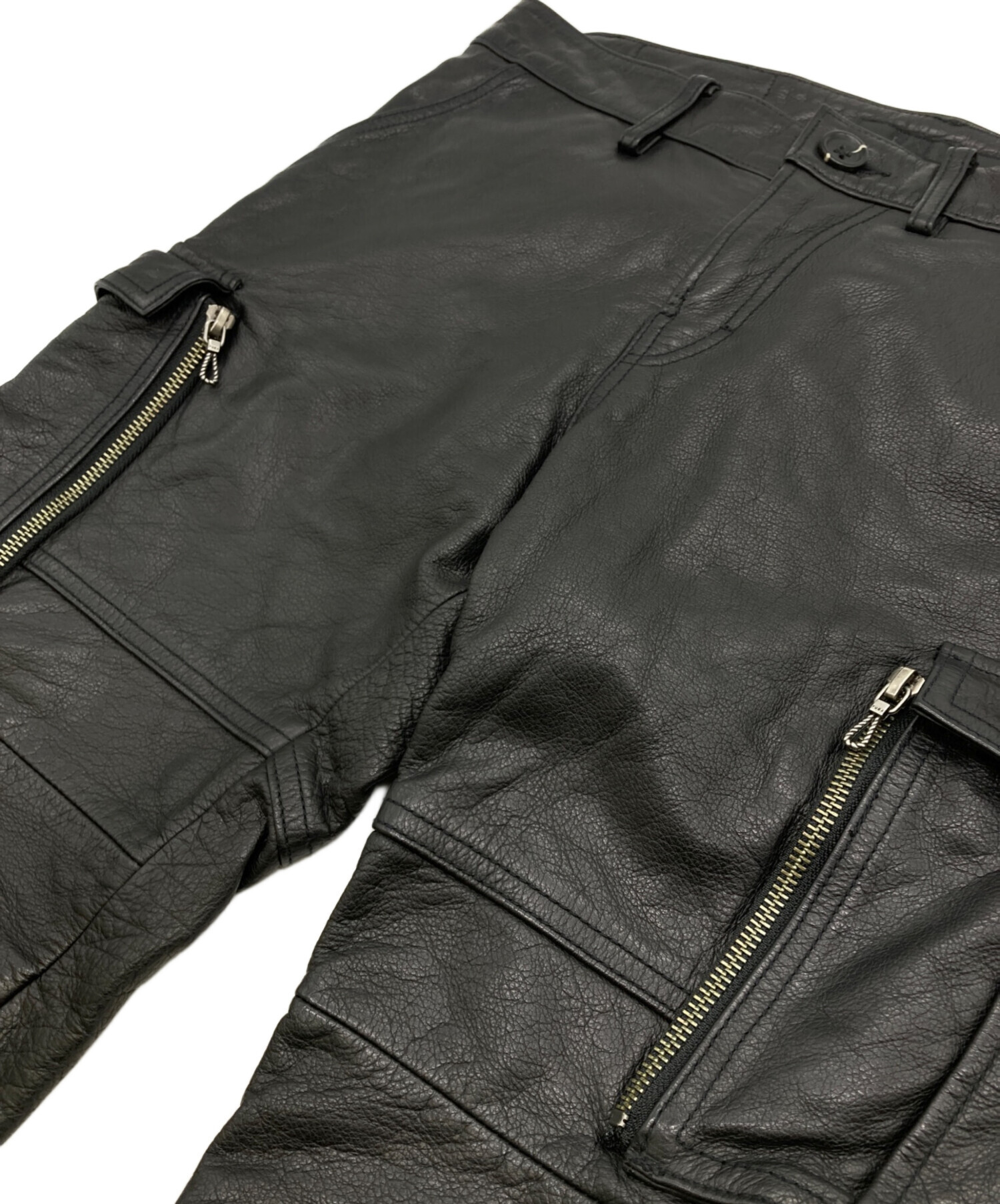 ● 美品　FUGA フーガ　メンズ　リアルレザー　ハーフパンツ　ボトムス　44 中古・古着通販】FUGA (フーガ) レザーショーツ ブラック サイズ:46