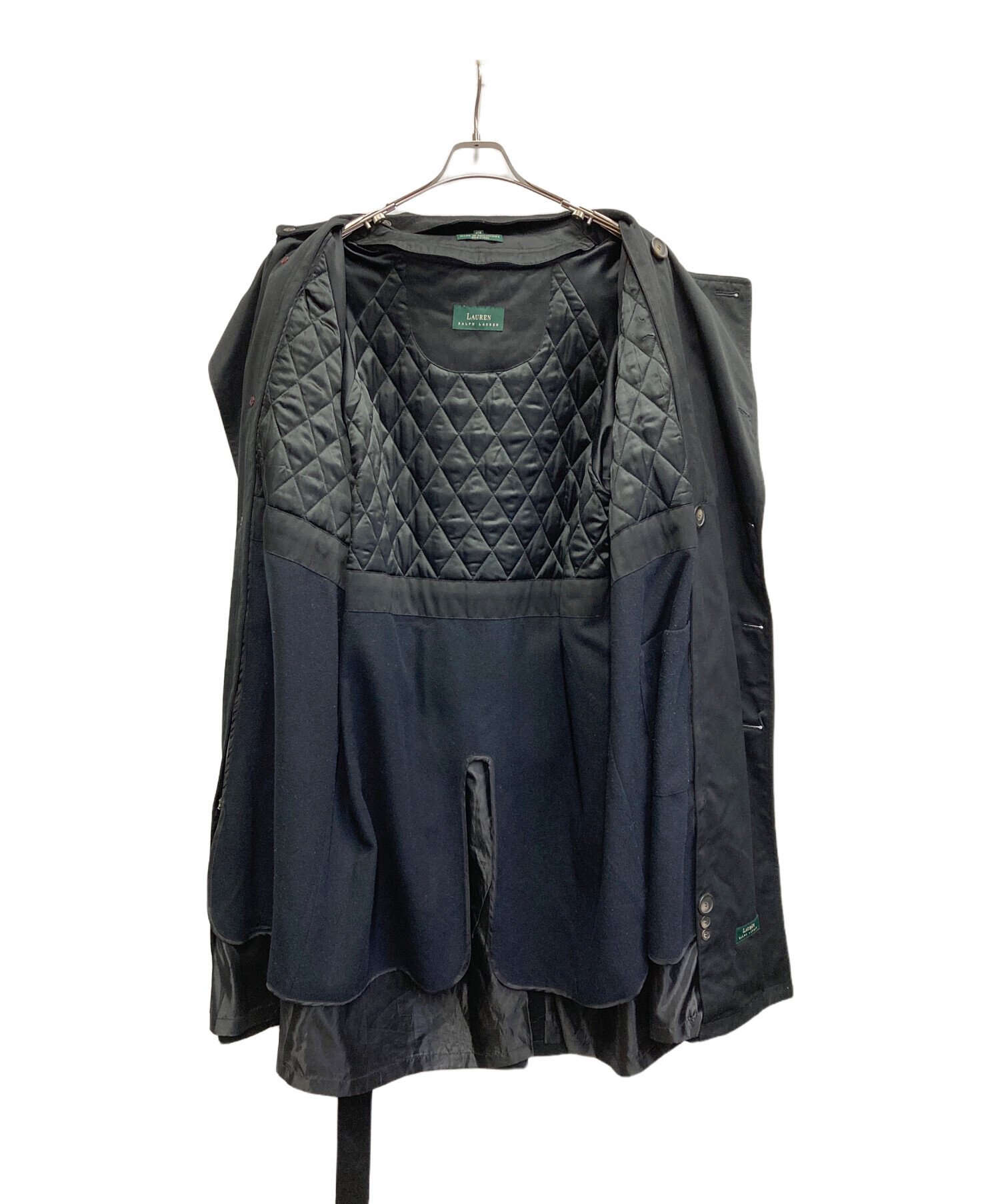 ローレンラルフローレン トレンチコート 黒 ロング丈 ライナー付き 532 中古・古着通販】LAUREN RALPH LAUREN (ローレンラルフローレン
