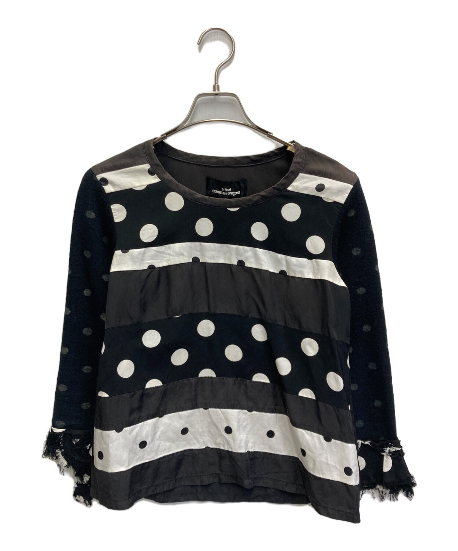 AD2002 tricot COMME des GARCONS 花柄 レーヨン フリル 長袖 ブラウス 